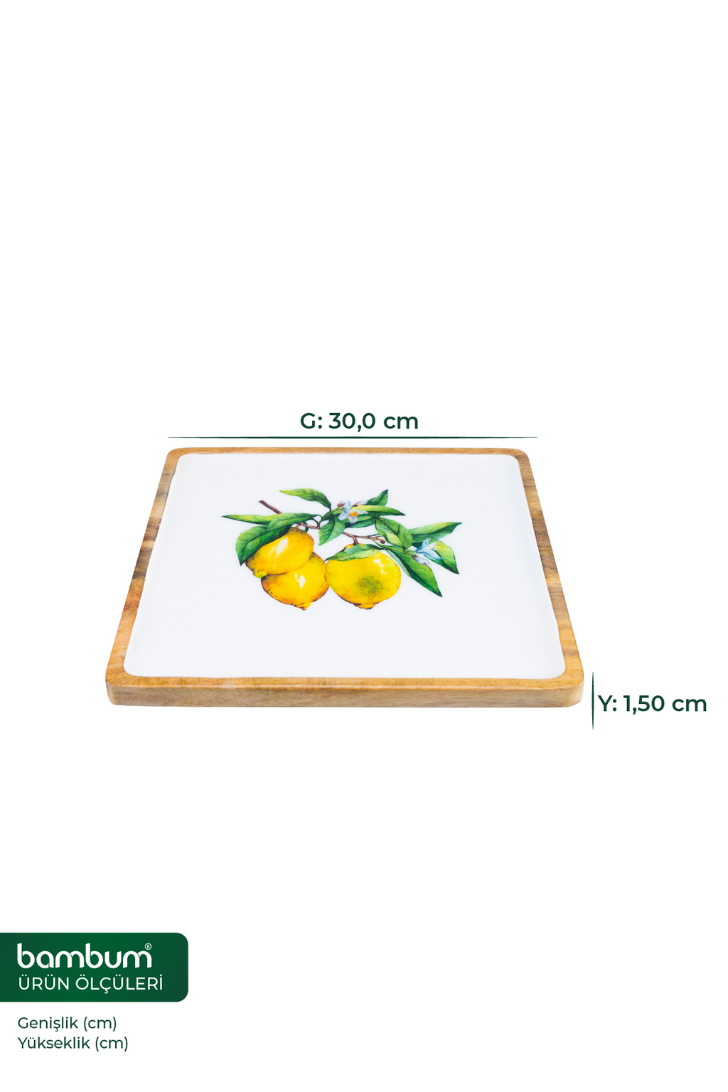 Imroz Lemon Square Tray Large 30 cm