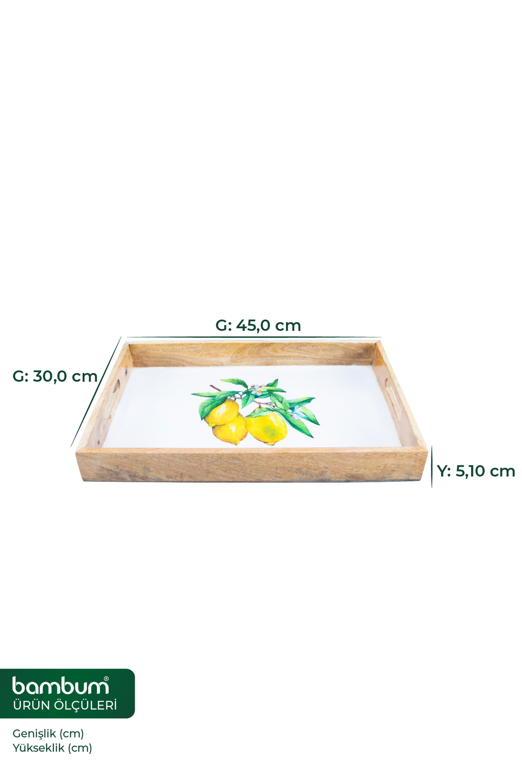 Imroz Lemon Service Tray- Big 35*45 cm
