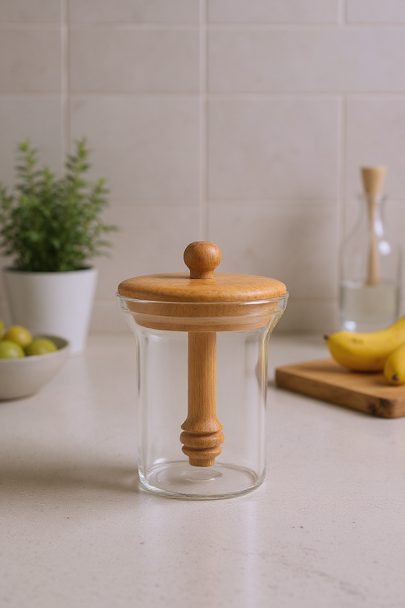 Bee - Glass Storage Container with Honey Spoon- 300 ml. - A La Turca