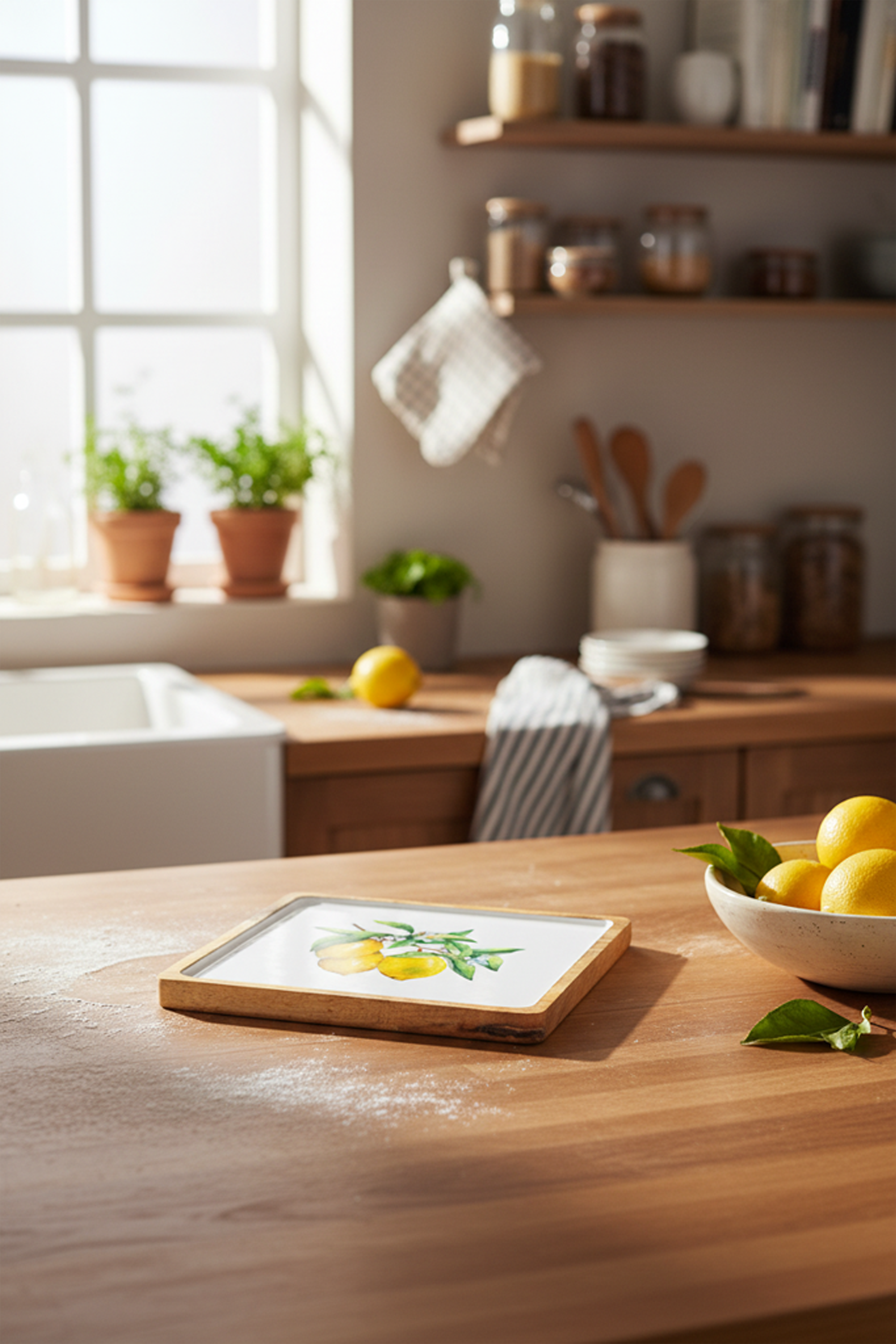 Imroz Lemon Square Tray Medium 25 cm
