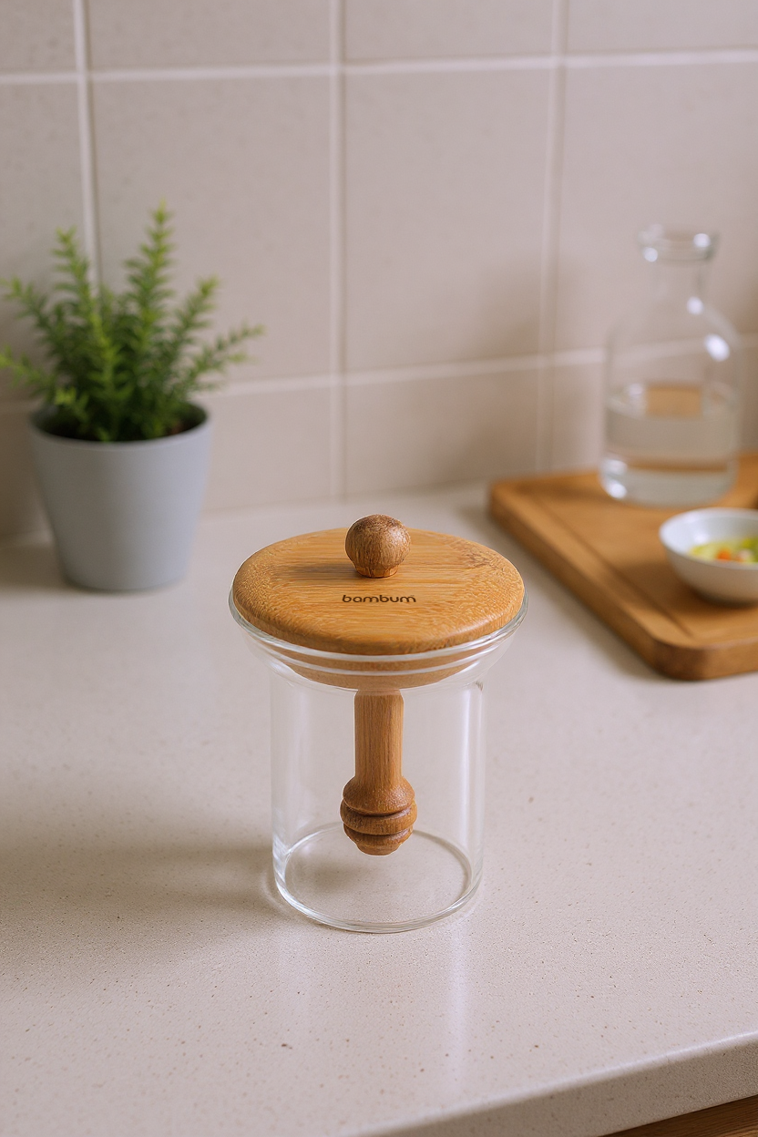 Bee - Glass Storage Container with Honey Spoon- 300 ml. - A La Turca