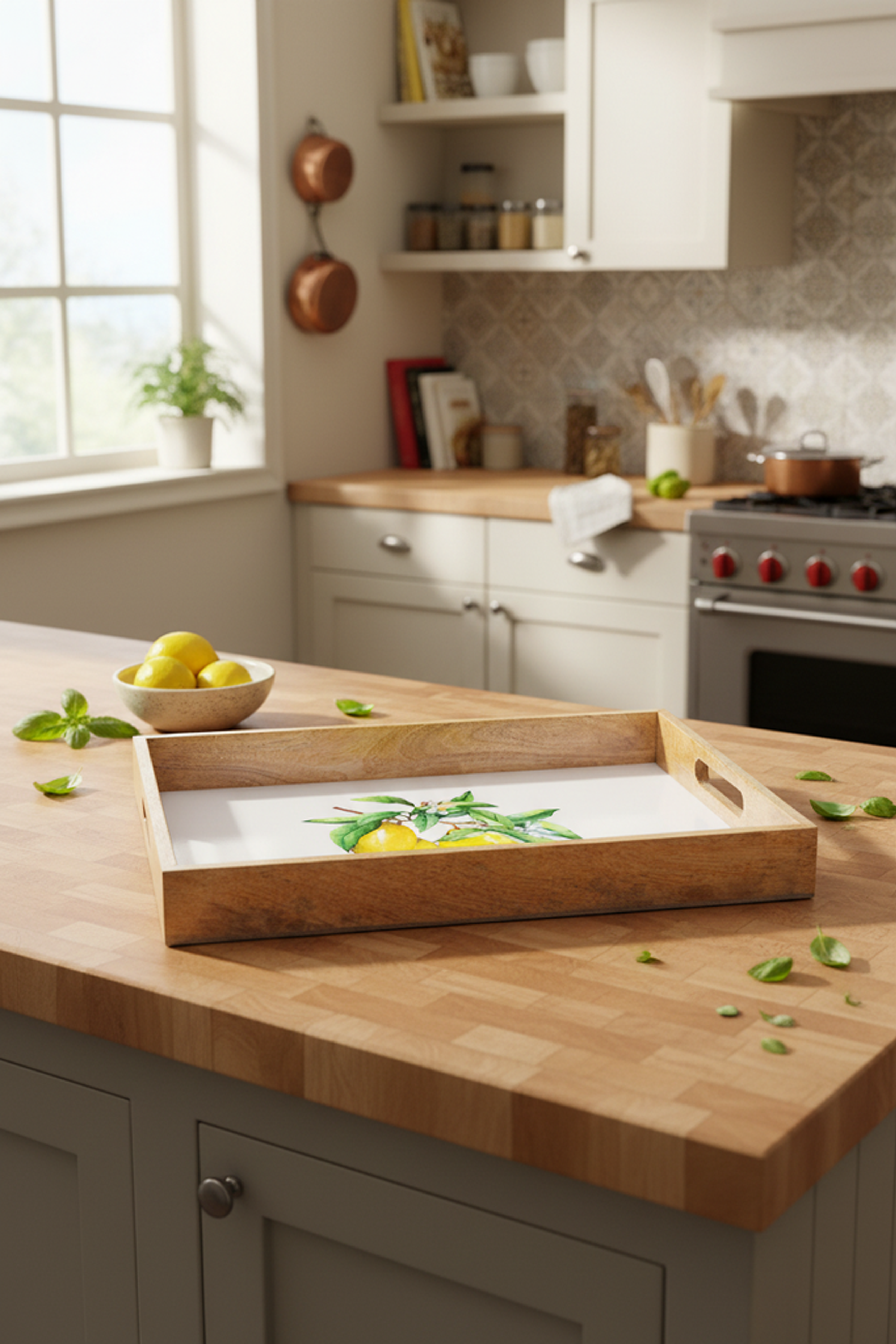 Imroz Lemon Service Tray- Big 35*45 cm