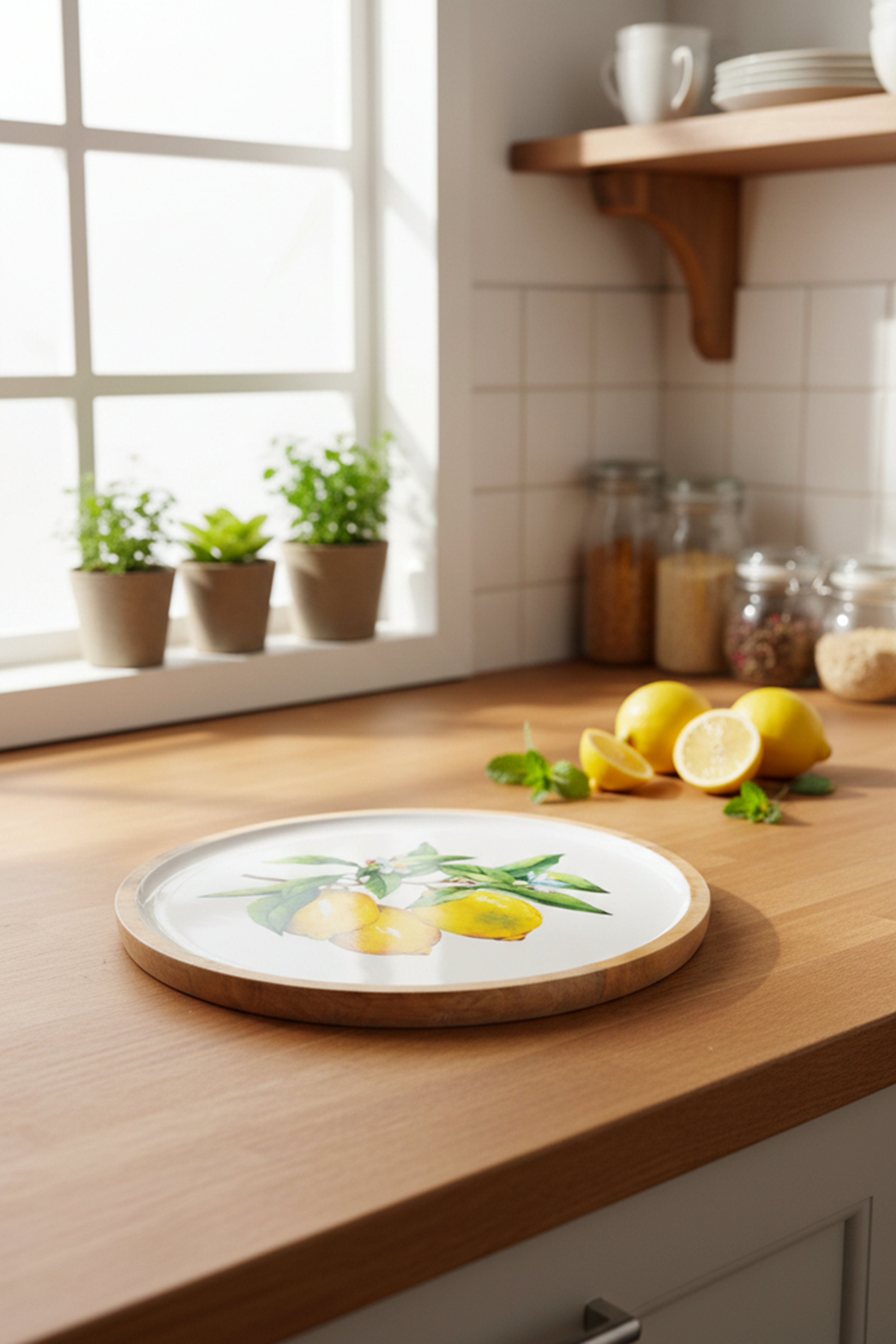 Imroz Lemon Round Tray Large 30 cm