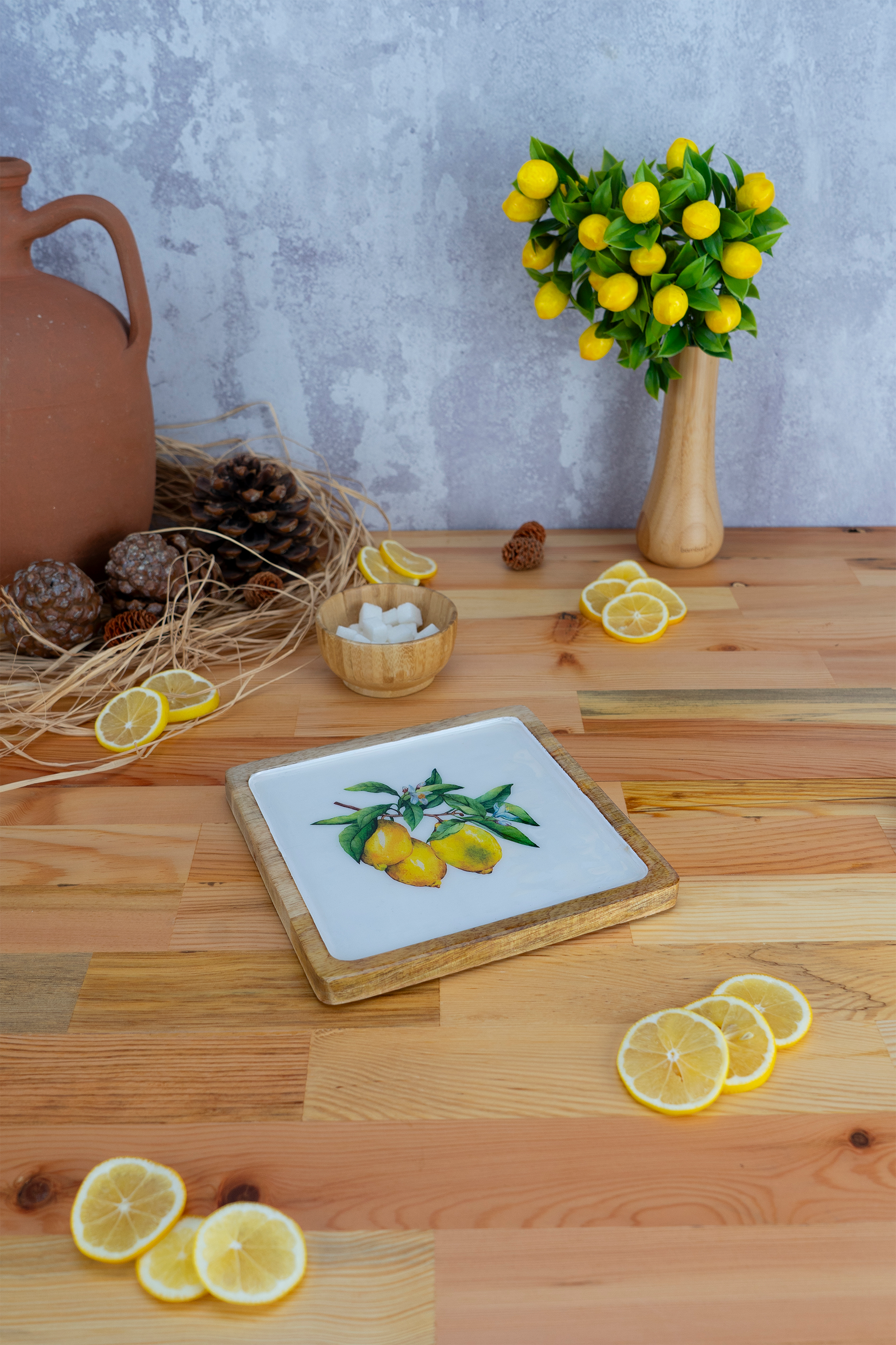 Imroz Lemon Square Tray Small 20 cm