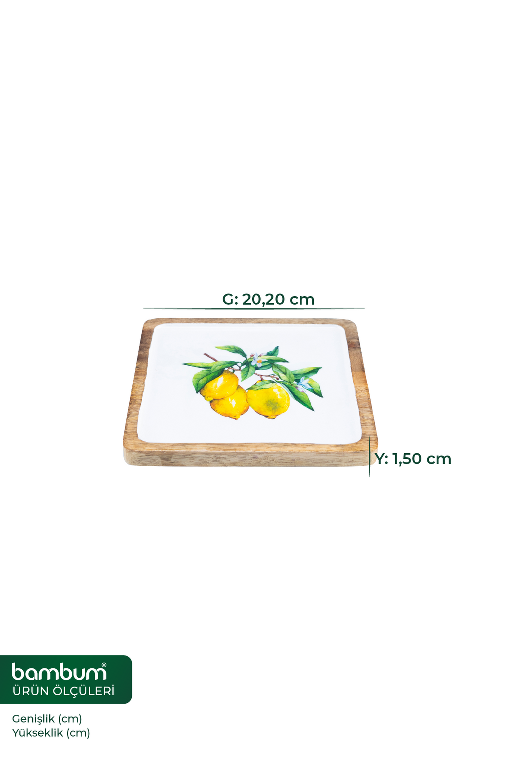 Imroz Lemon Square Tray Small 20 cm