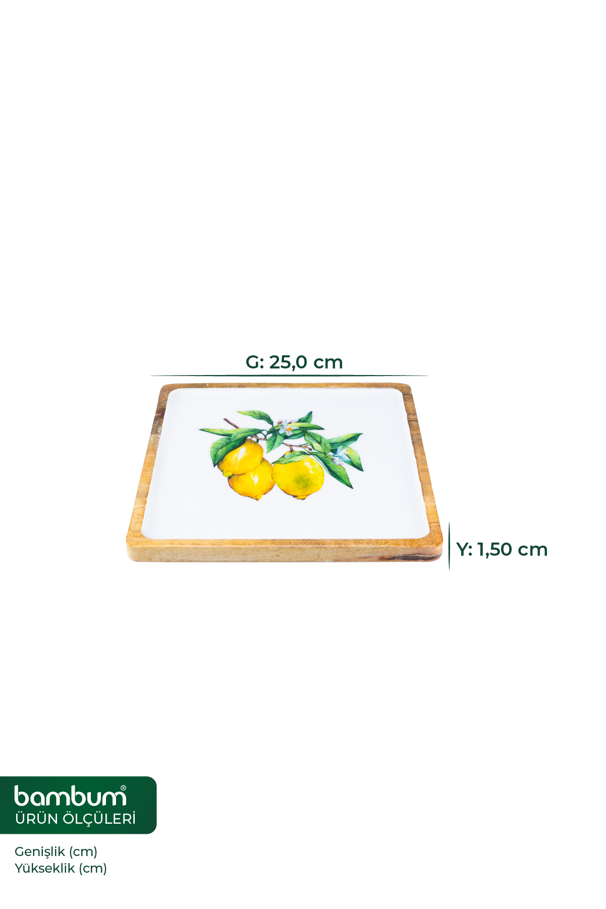 Imroz Lemon Square Tray Medium 25 cm