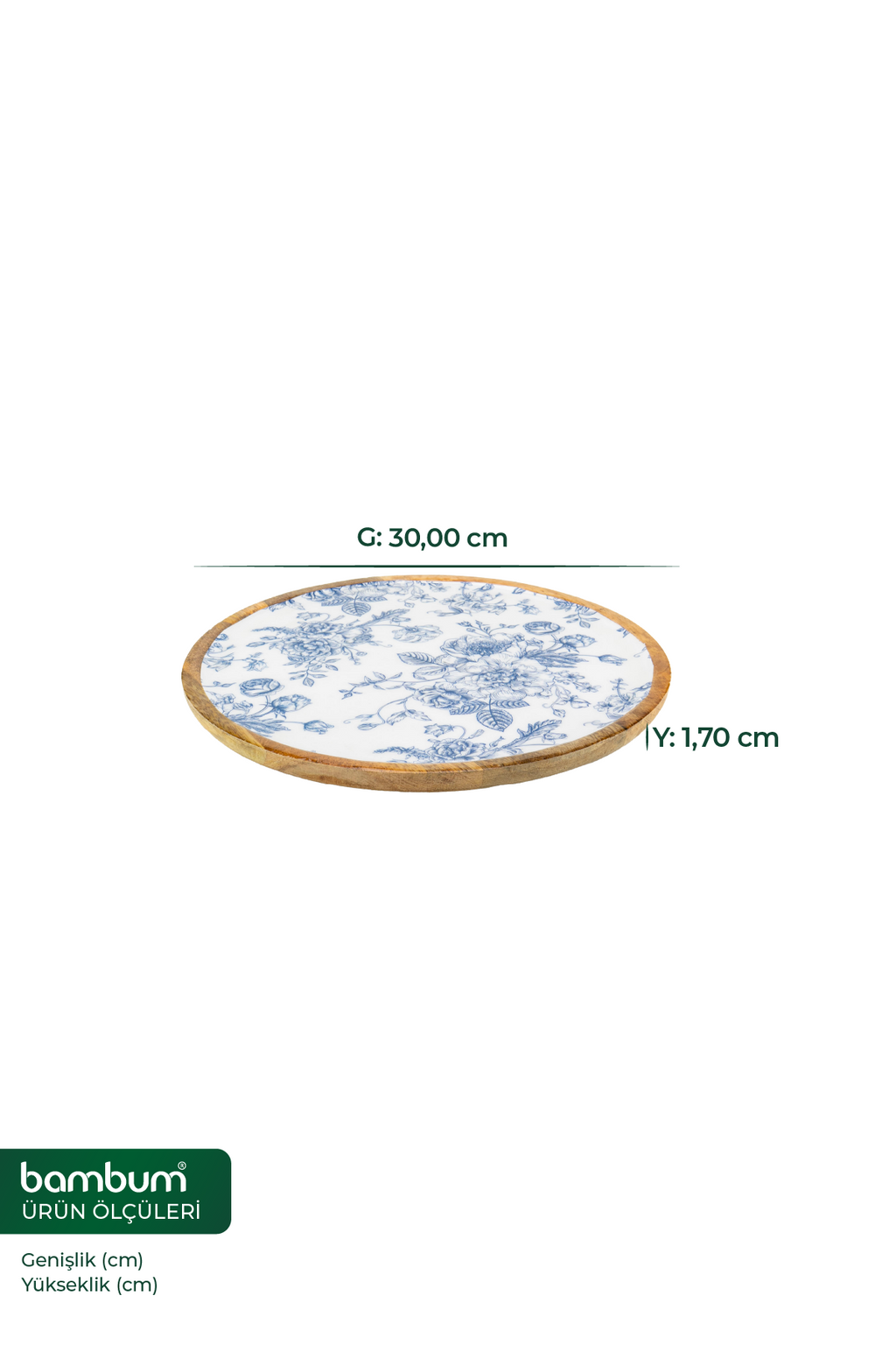 Bodrum Blue Collection – Acacia Round Tray 30 cm