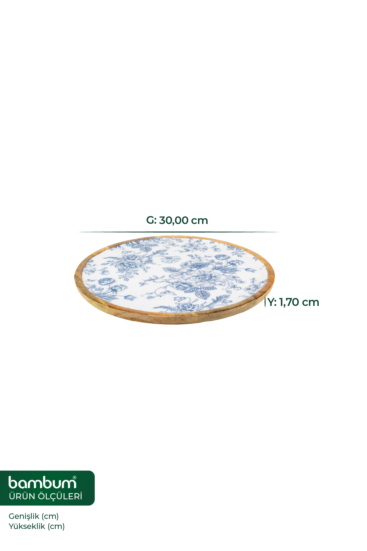 Bodrum Blue Collection – Acacia Round Tray 30 cm