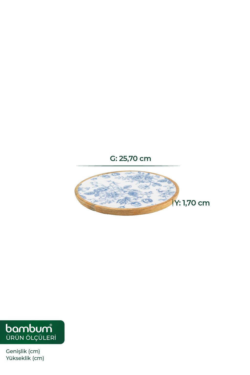 Bodrum Blue Collection – Acacia Round Tray 25 cm