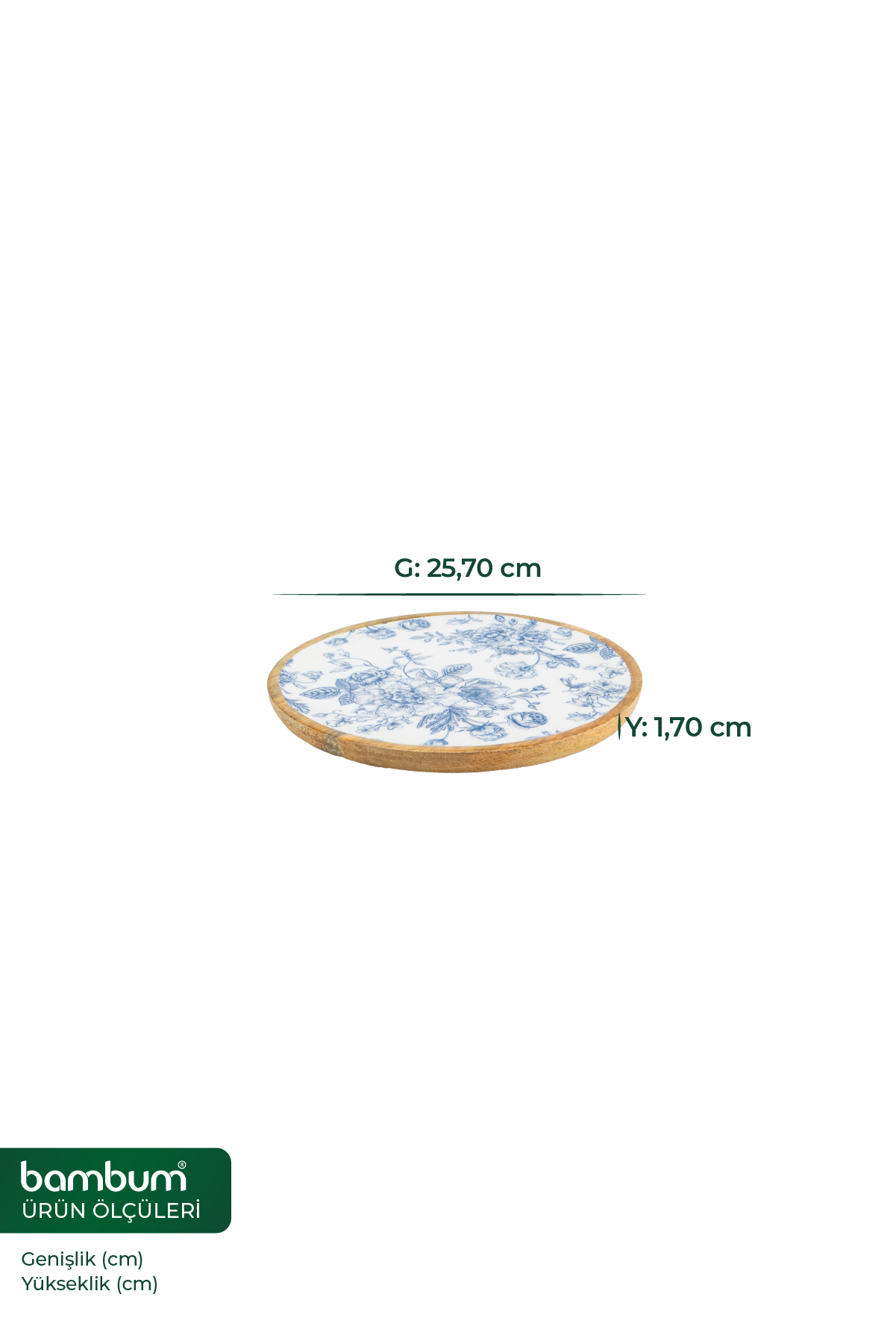 Bodrum Blue Collection – Acacia Round Tray 25 cm