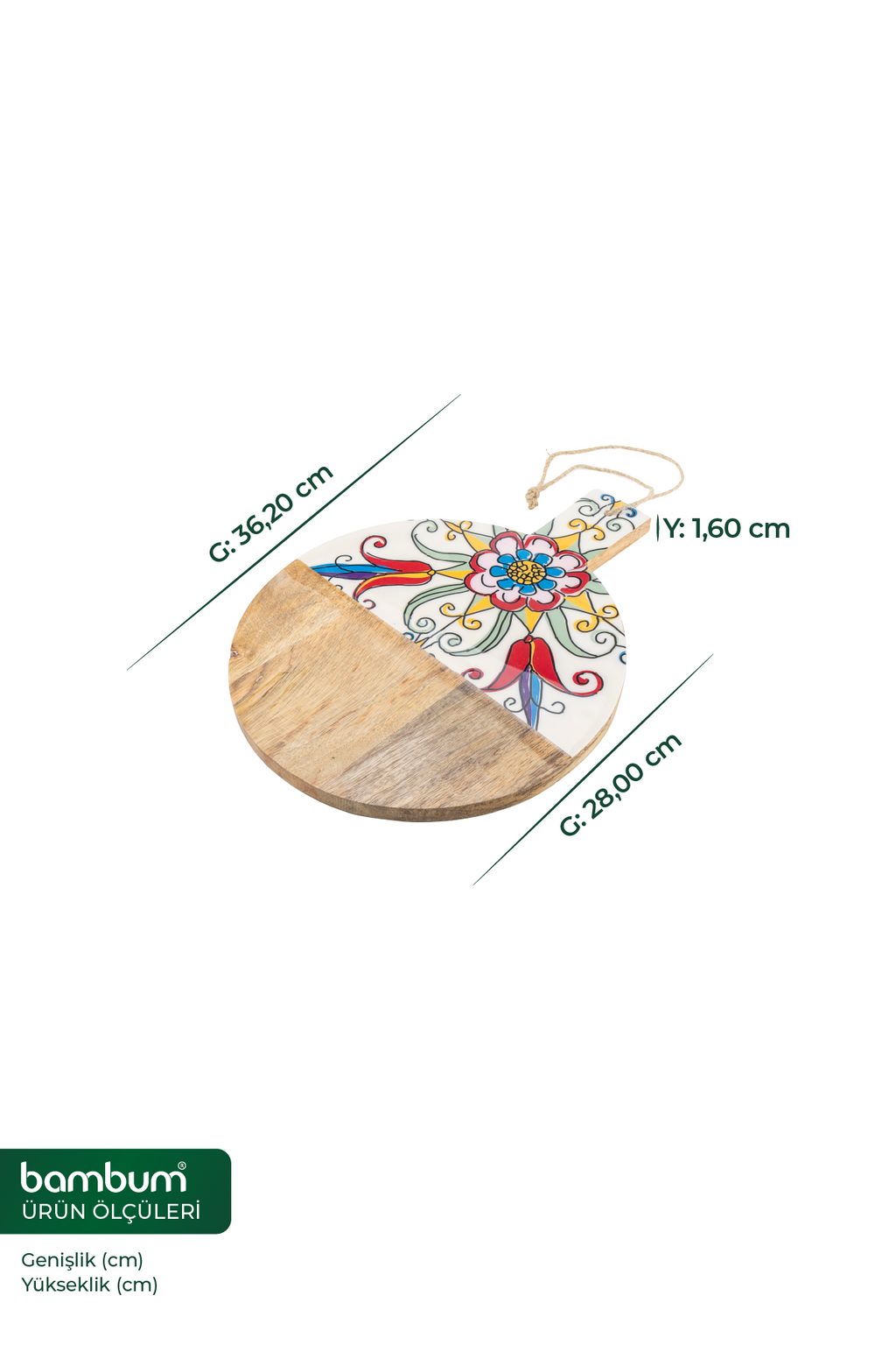 Porto Azulejo Collection – Acacia Round Cutting & Serving Board 28 cm