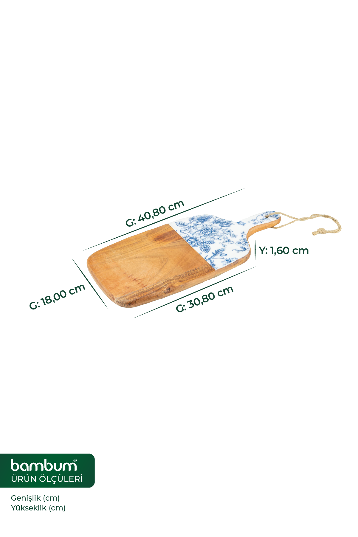 Bodrum Blue Collection – Acacia Rectangular Cutting & Serving Board 18×30 cm