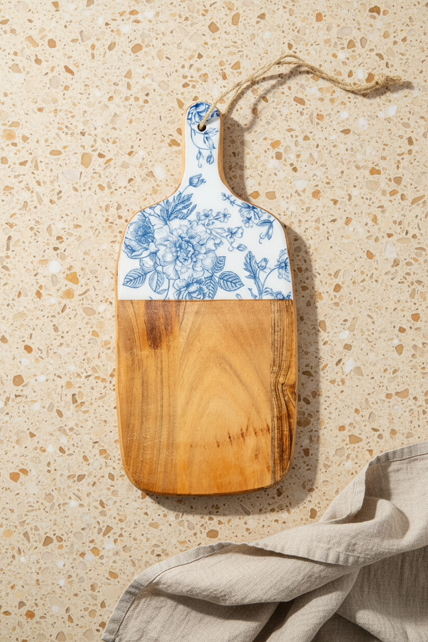 Bodrum Blue Collection – Acacia Rectangular Cutting & Serving Board 18×30 cm