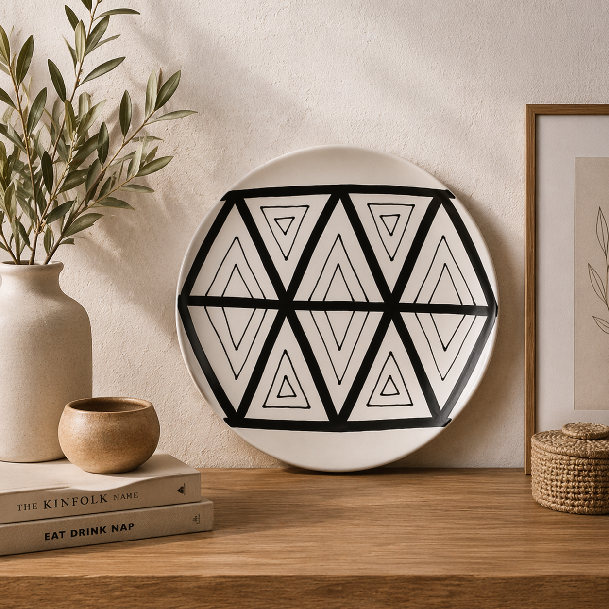 Istanbul Geo Noir Decorative Plate – 31 cm