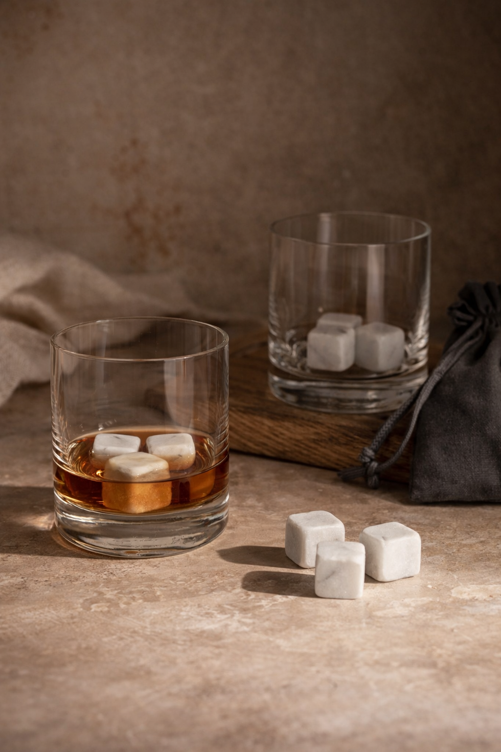 Marble Whiskey Stones Set – 9 Pieces White