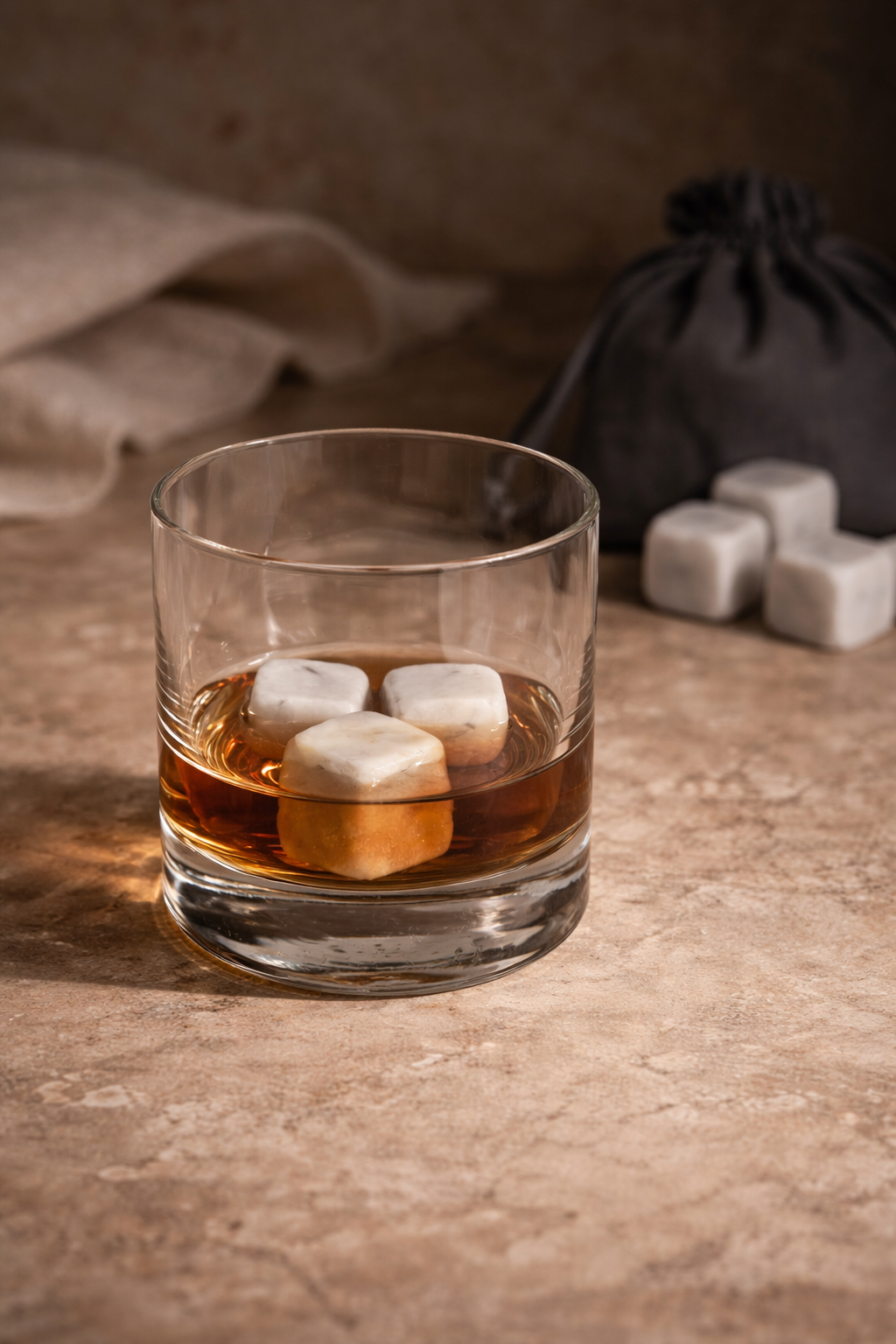 Marble Whiskey Stones Set – 9 Pieces White