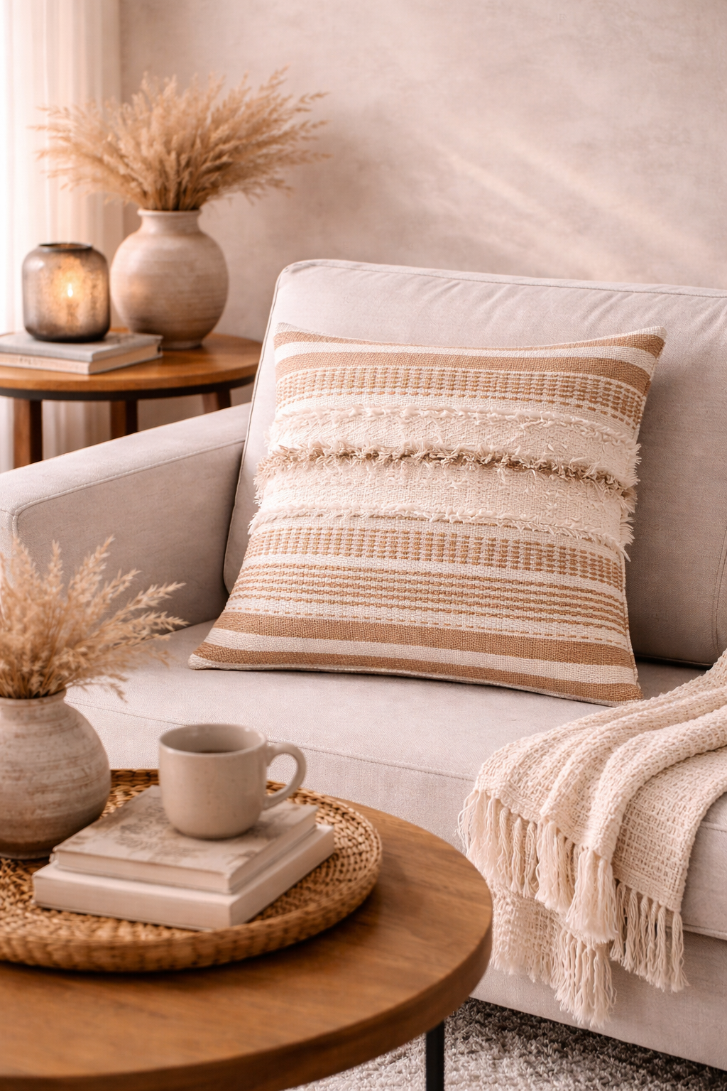 Cotton Cushion Cover – Cappadocia Collection (Camel) | 45x45 cm
