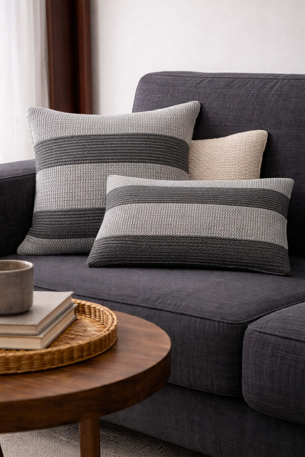 Istanbul Grey Black Square Cushion Cover | 45x45 cm