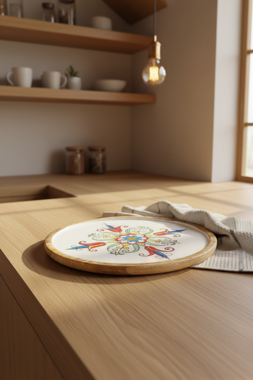 Porto Collection – Acacia Round Serving Tray Small 25 cm.