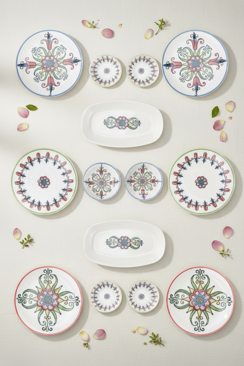 Porto Collection - 14 Piece Porcelain Breakfast Set