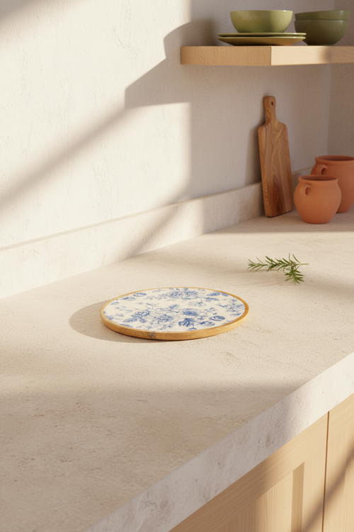 Bodrum Blue Collection – Acacia Round Tray 25 cm