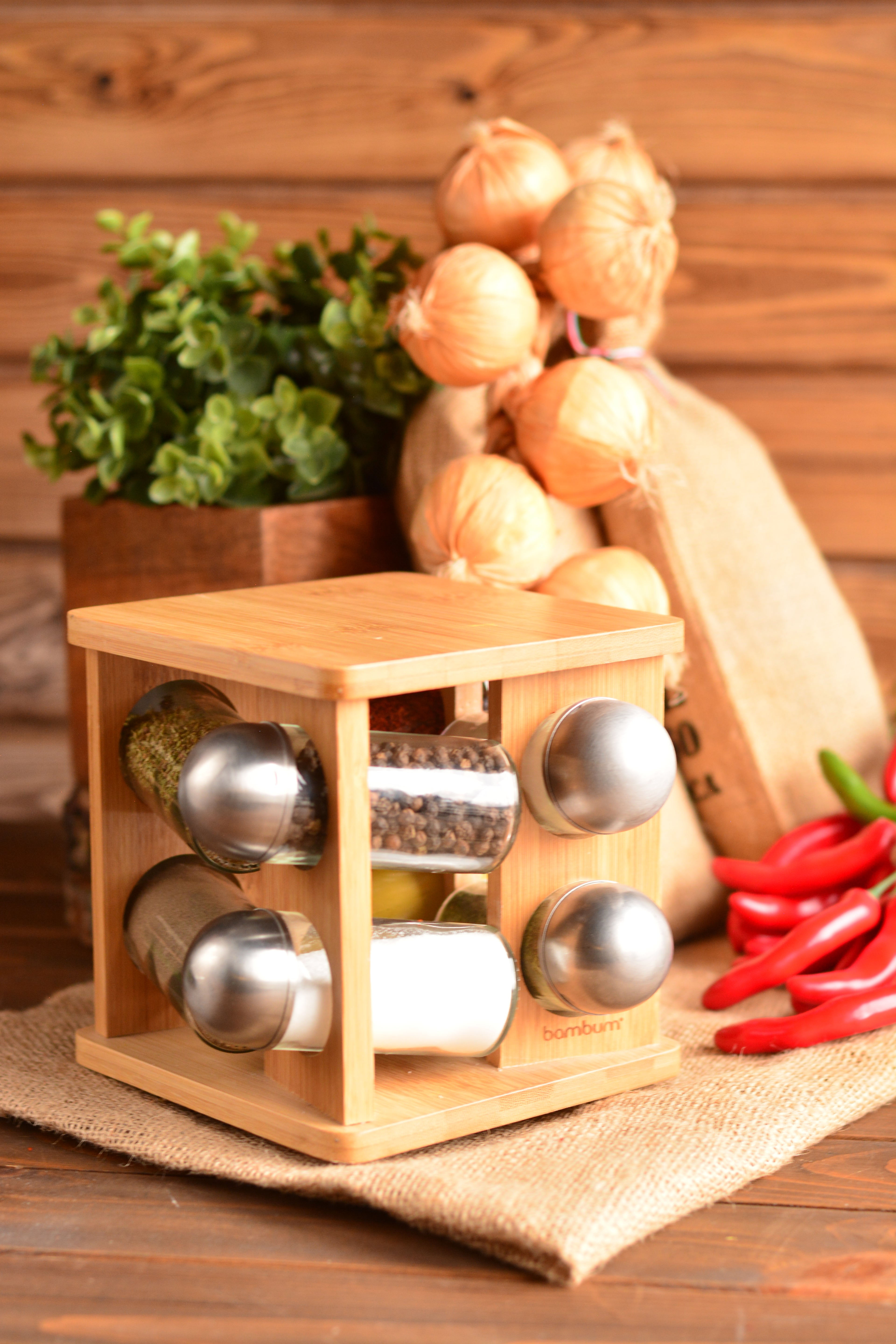 Fonti - Rotating Spice Rack with 8 Bottles