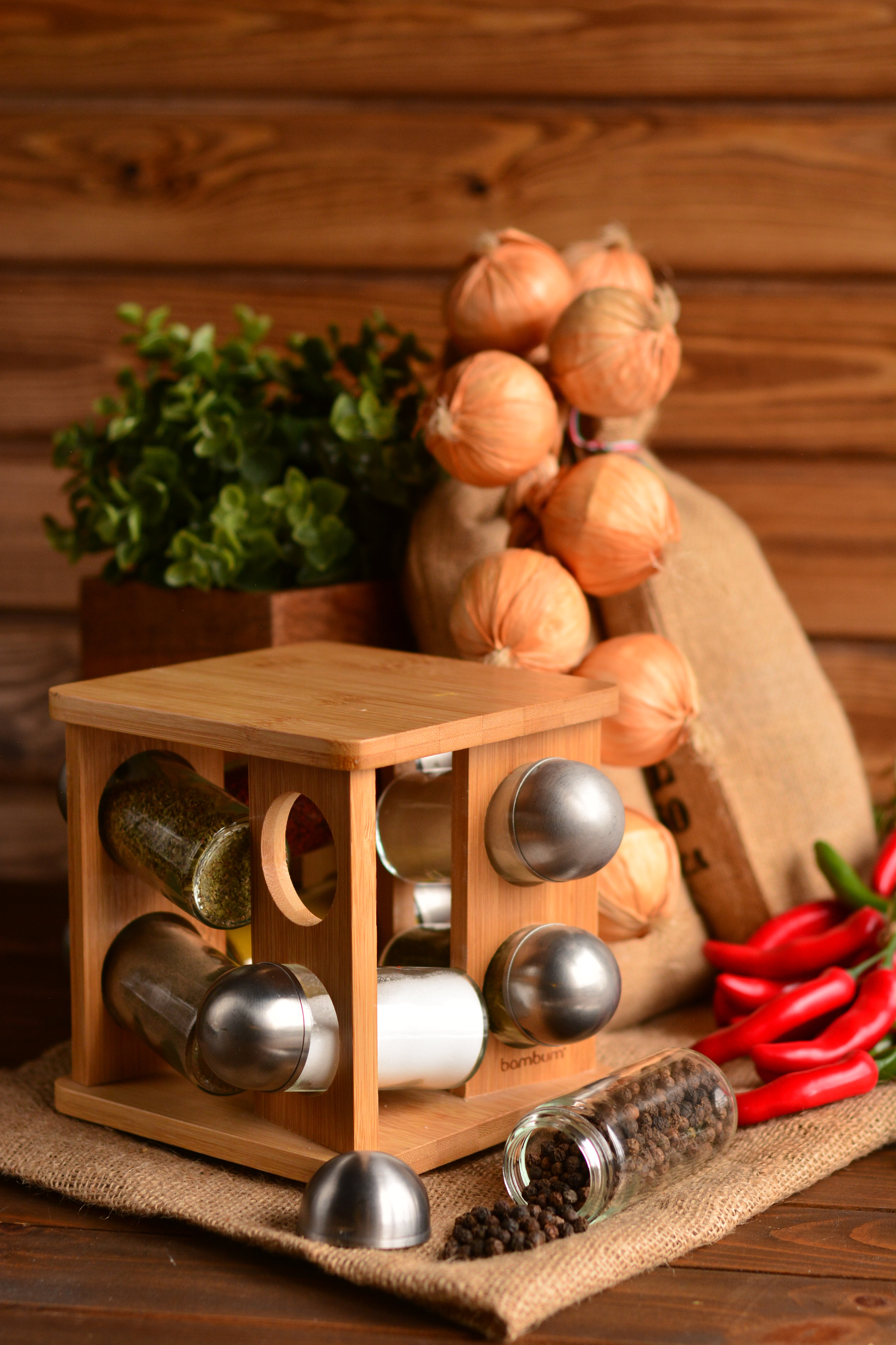 Fonti - Rotating Spice Rack with 8 Bottles