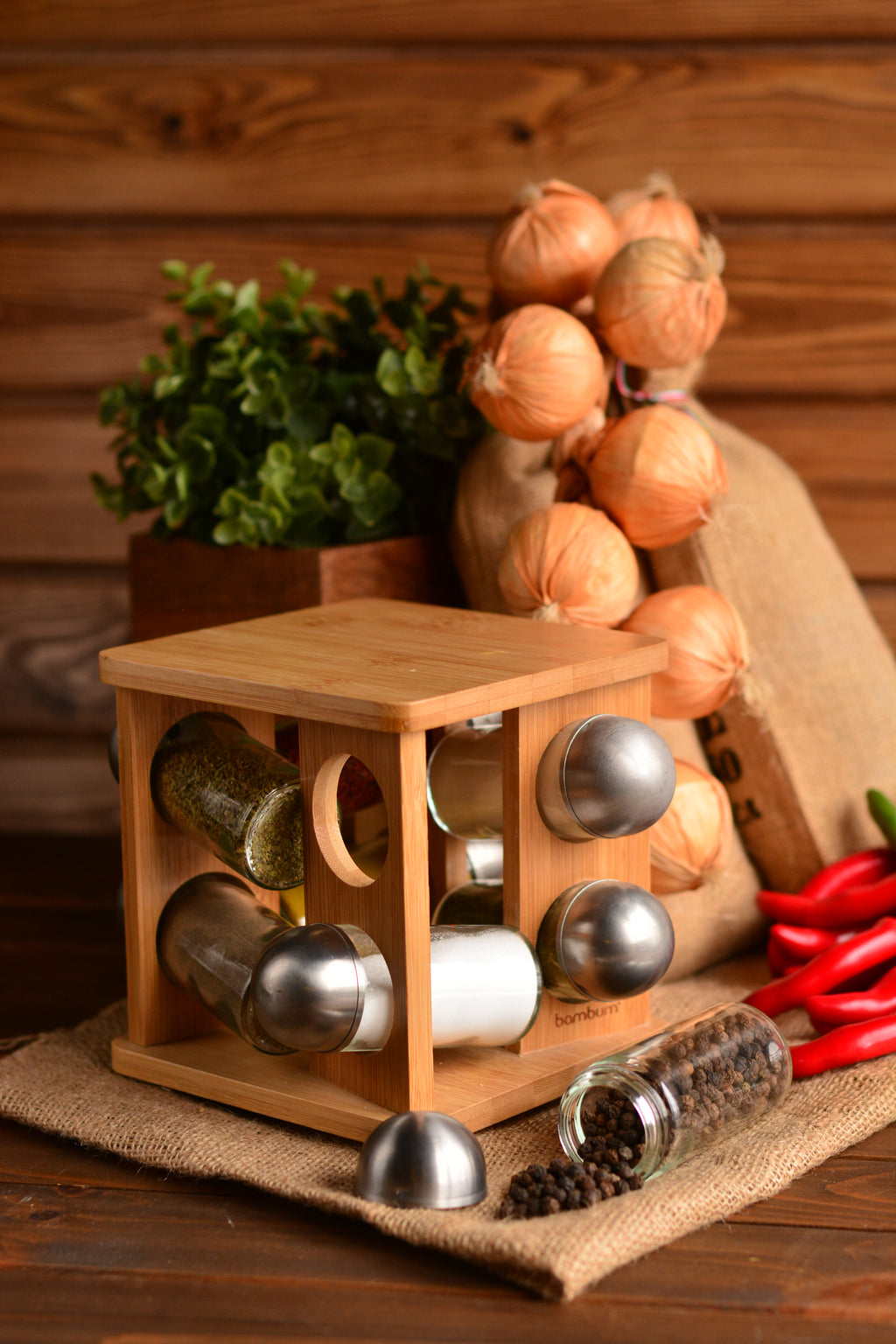 Fonti - Rotating Spice Rack with 8 Bottles
