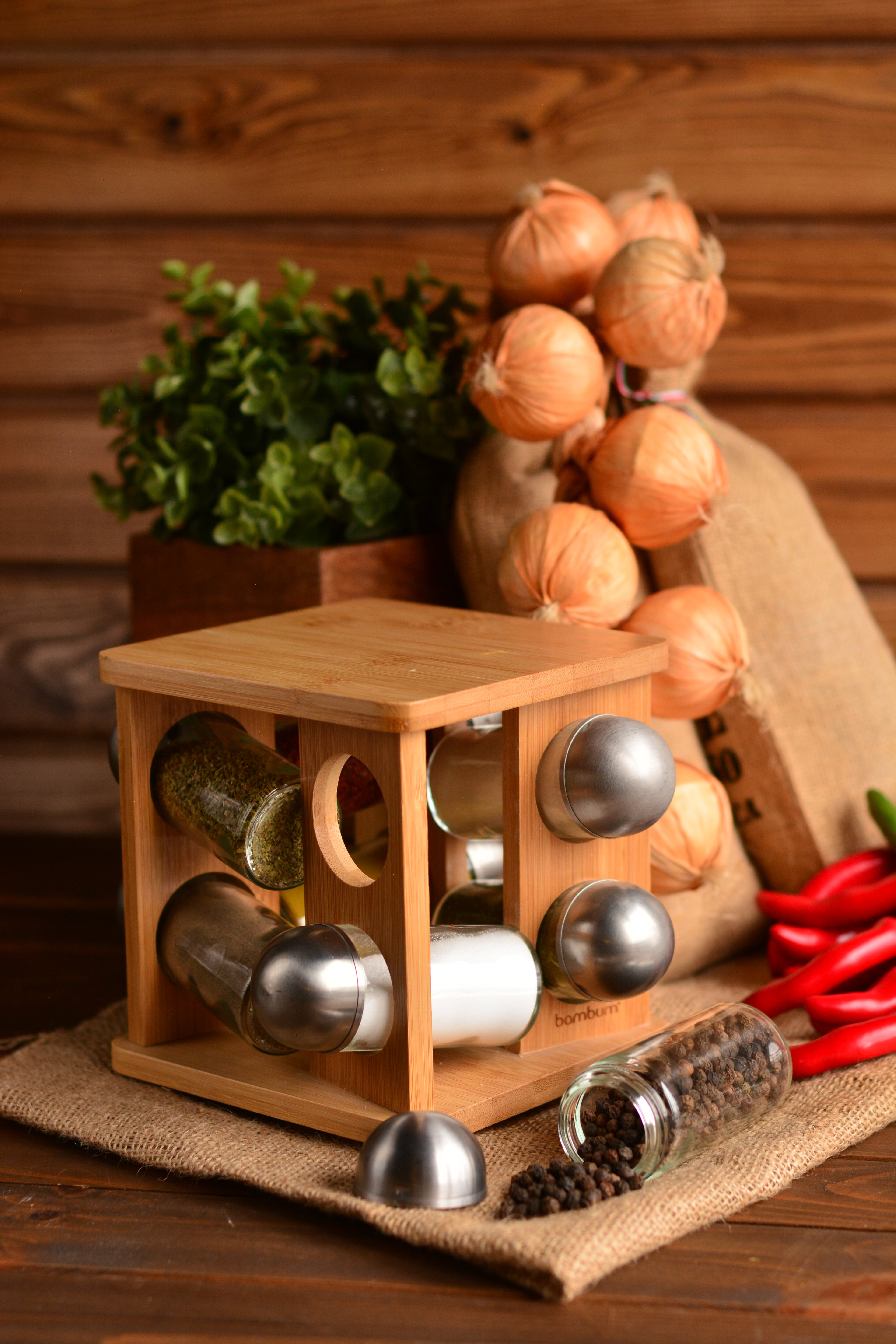 Fonti - Rotating Spice Rack with 8 Bottles