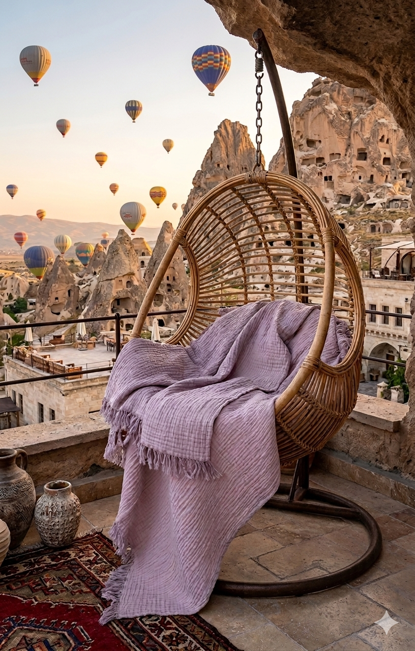 Cappadocia Lilac Cocoon Throw Blanket – 130x170 cm
