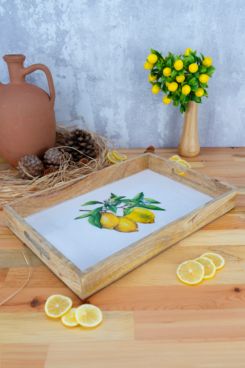 Imroz Lemon Service Tray- Big 35*45 cm