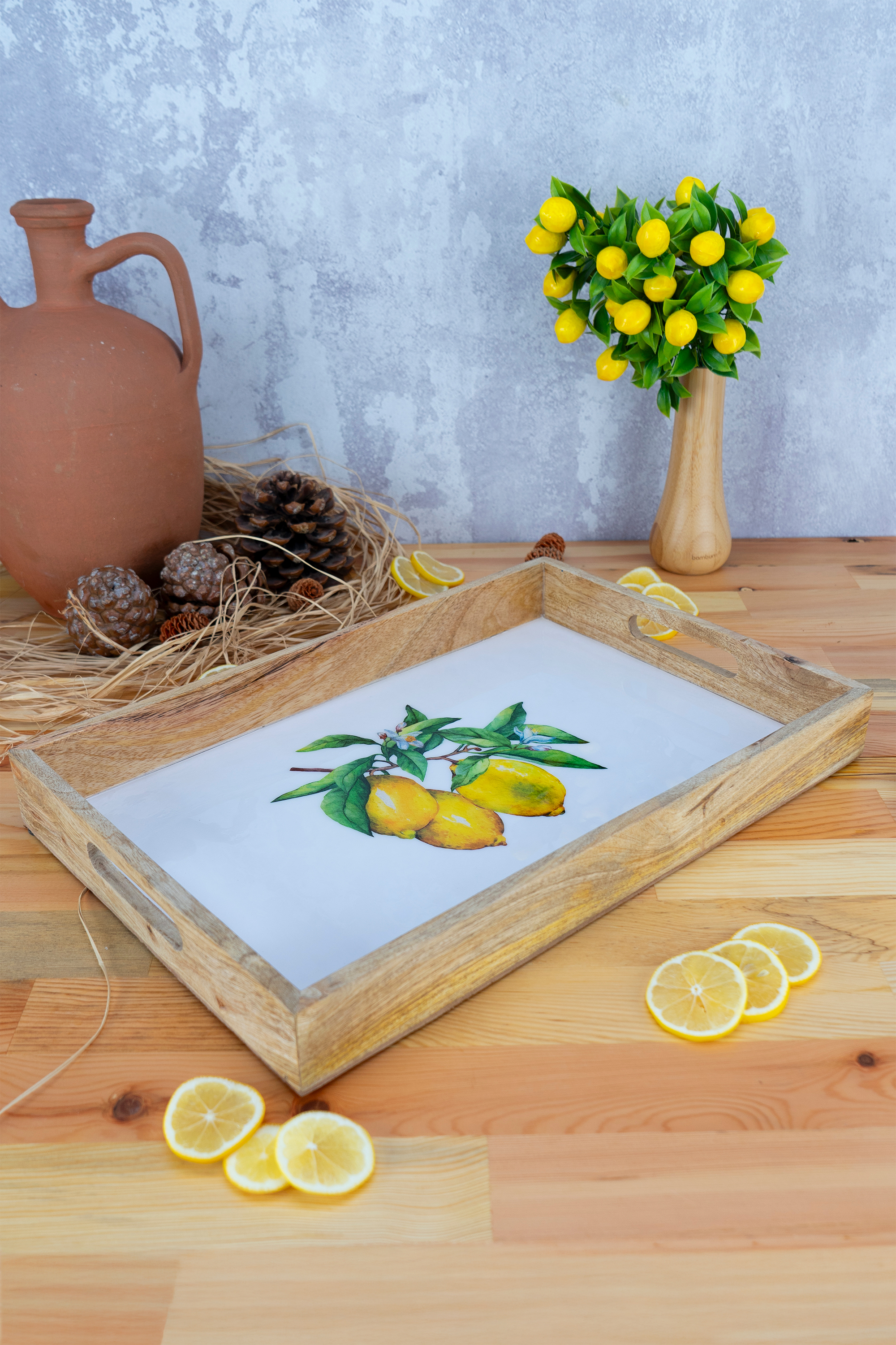 Imroz Lemon Service Tray- Big 35*45 cm