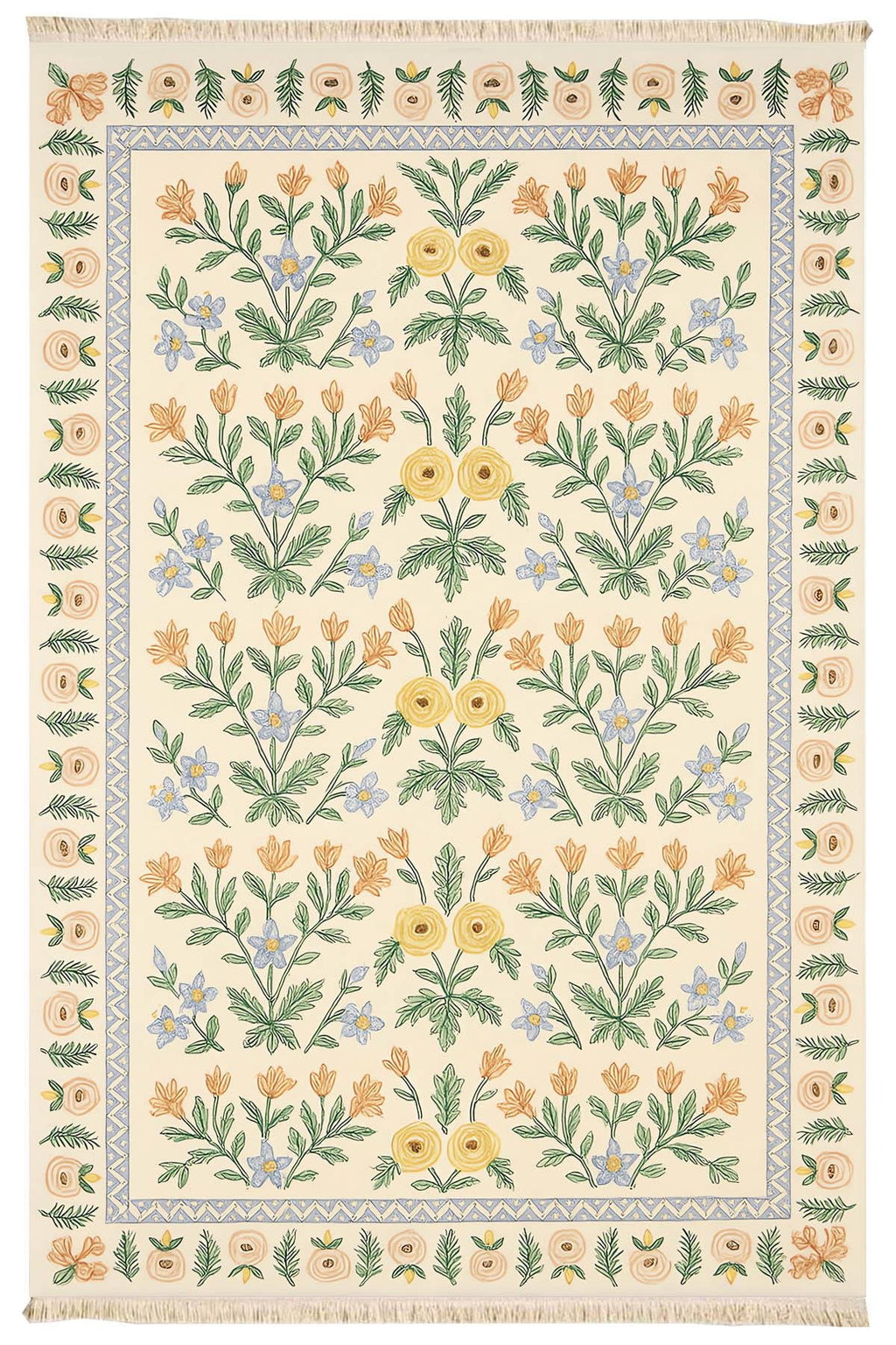 Flower Print Woven Base Rug 80*150 - Cotswolds Collection