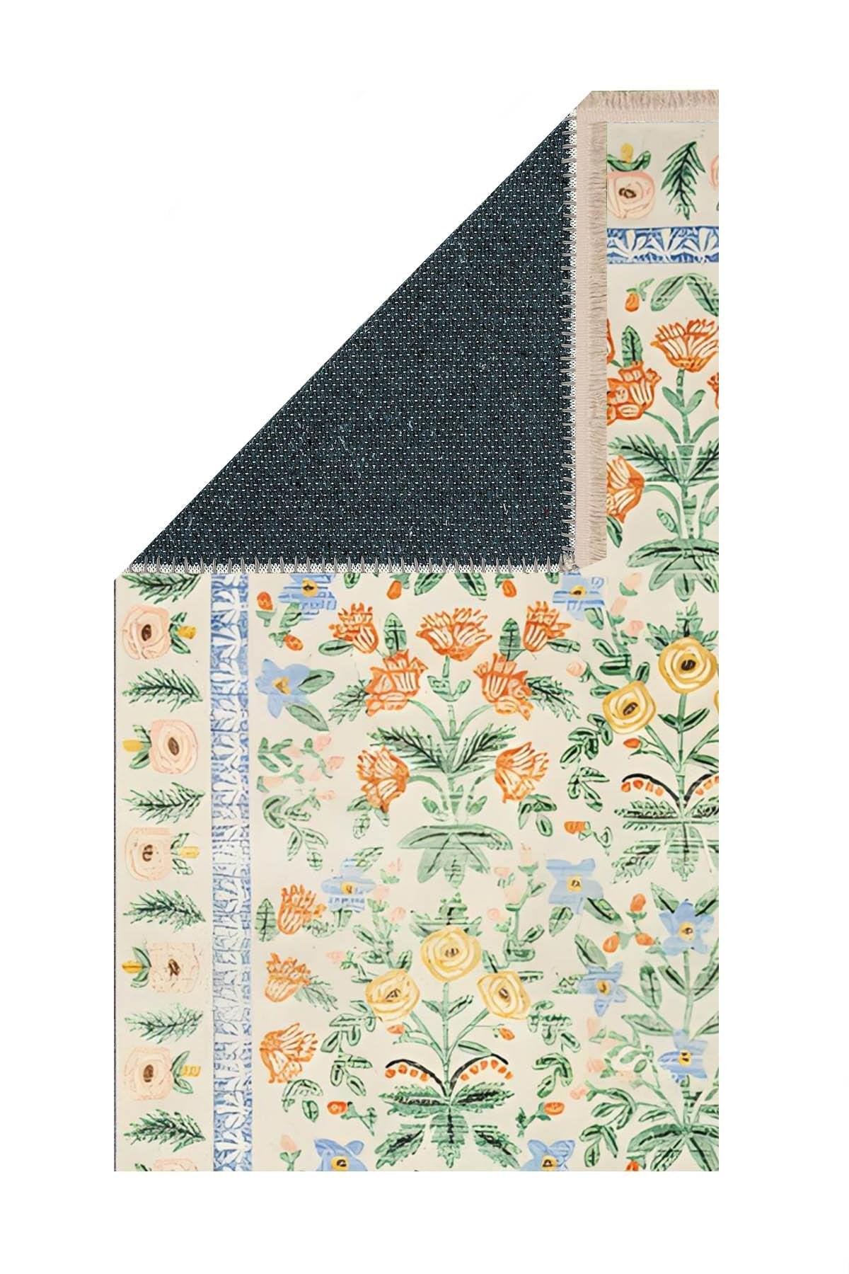 Flower Print Woven Base Rug 80*150 - Cotswolds Collection