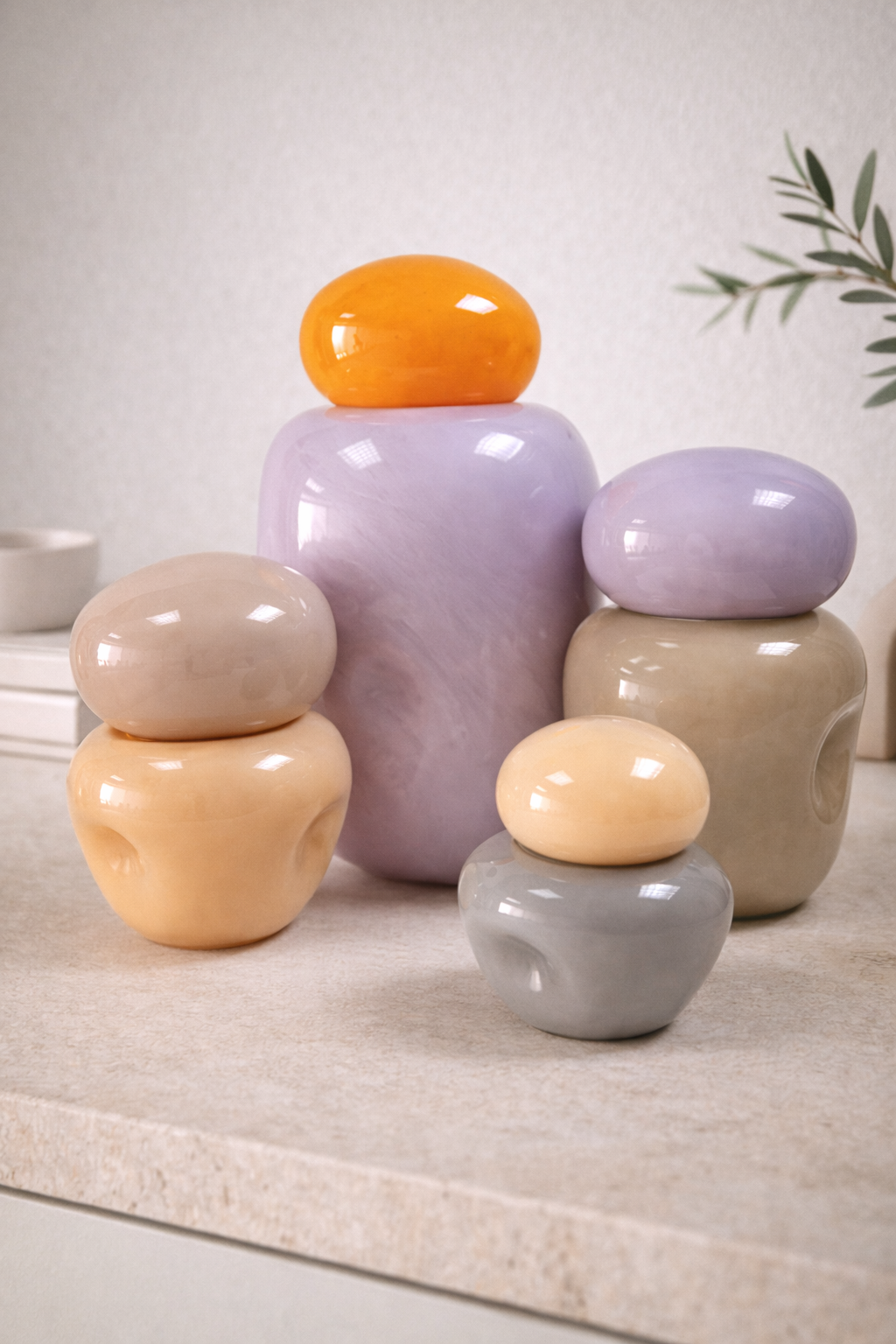 Cappadocia Muted Blush Glass Jar Vase – Handmade Decorative Object