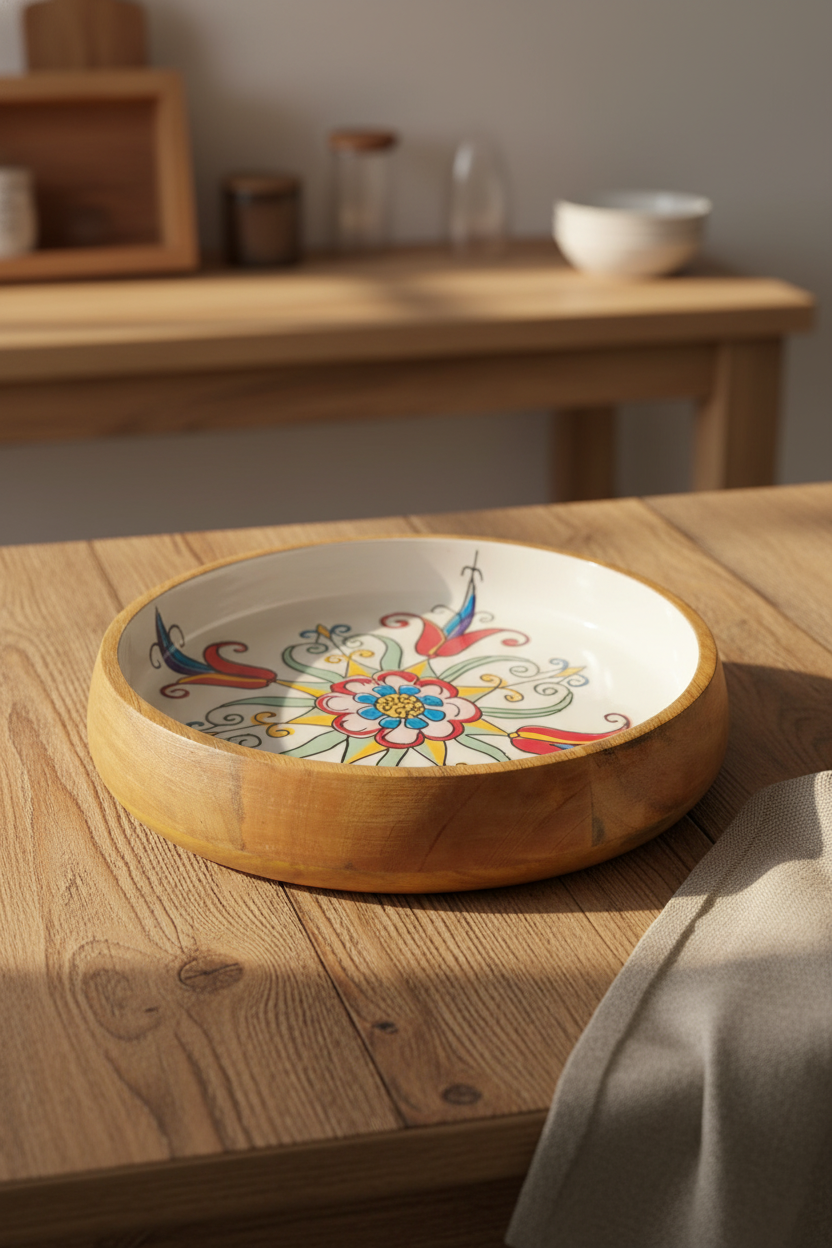 Porto Collection – Acacia Shallow Bowl 28 cm