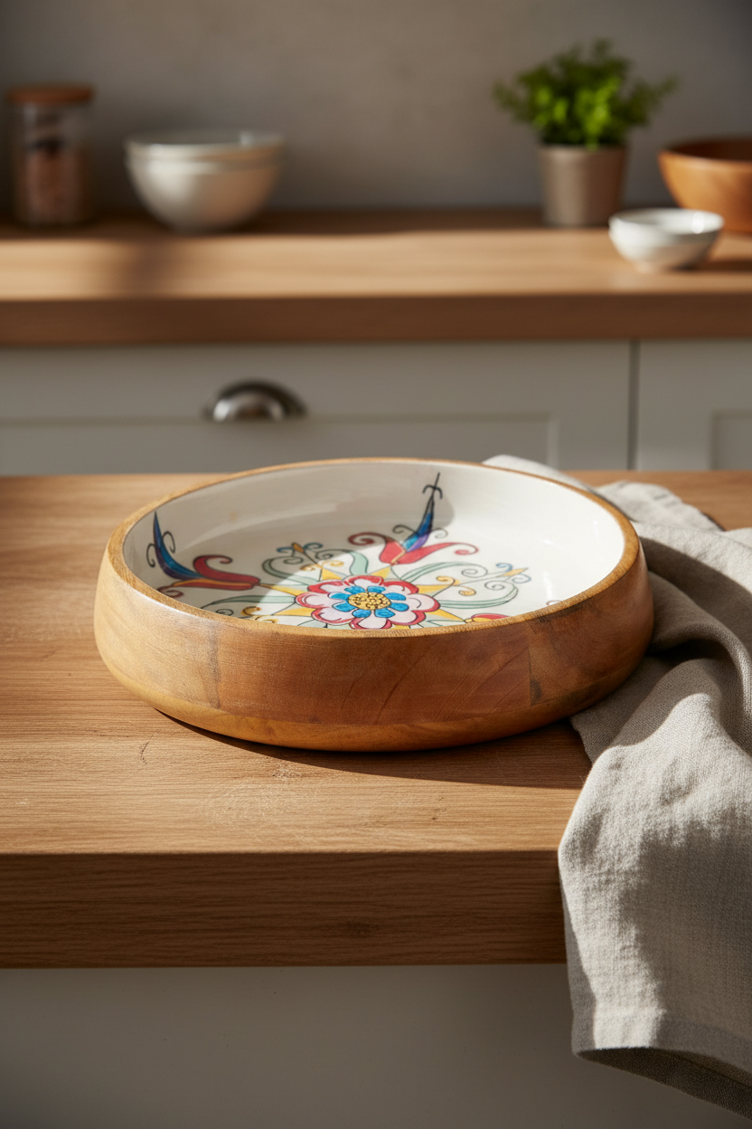 Porto Collection – Acacia Shallow Bowl 28 cm