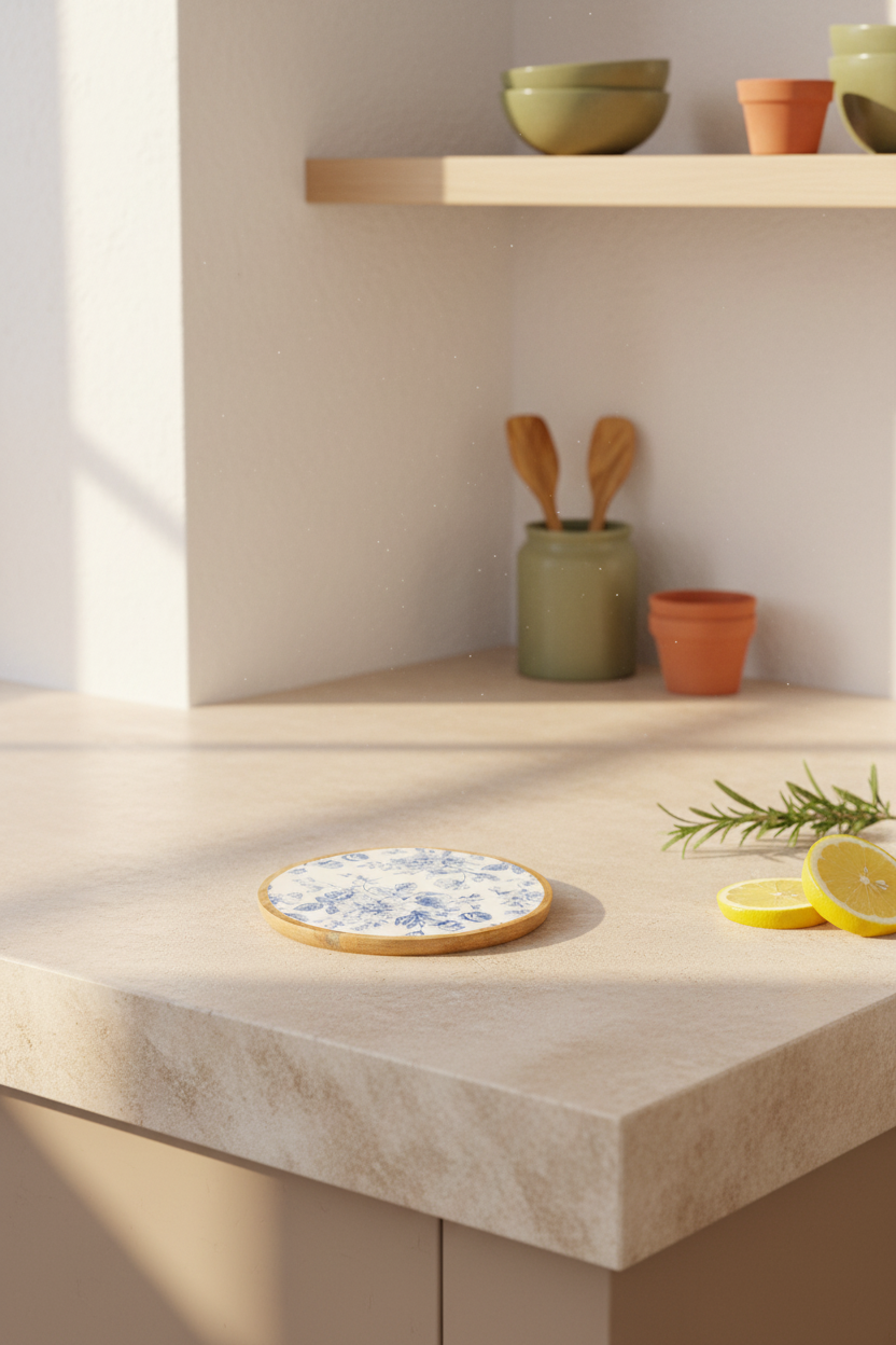 Bodrum Blue Collection – Acacia Round Tray 25 cm