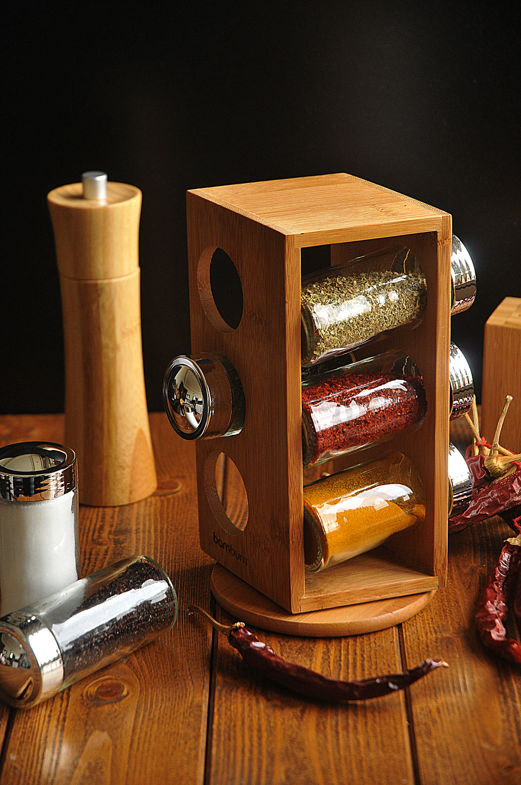 Tina - Rotating Spice Rack with 6 Bottles