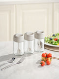 Pinmoo Prachic Large Glass Spice Jar Set with Spoon – 3 Pieces (250 ml, 13.5 cm)