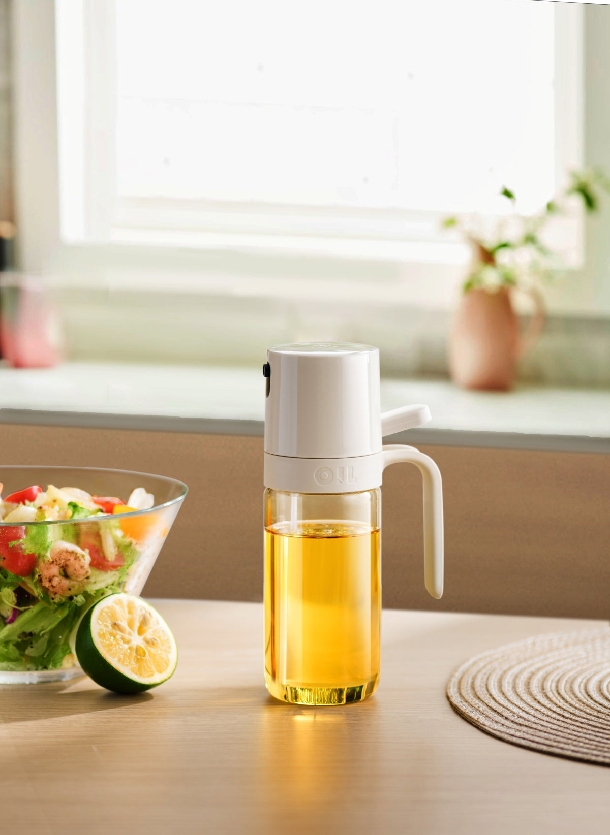 Pinmoo Easy&Chic Oil Sprayer Bottle 250ml – Beige Glass Olive Oil Spray