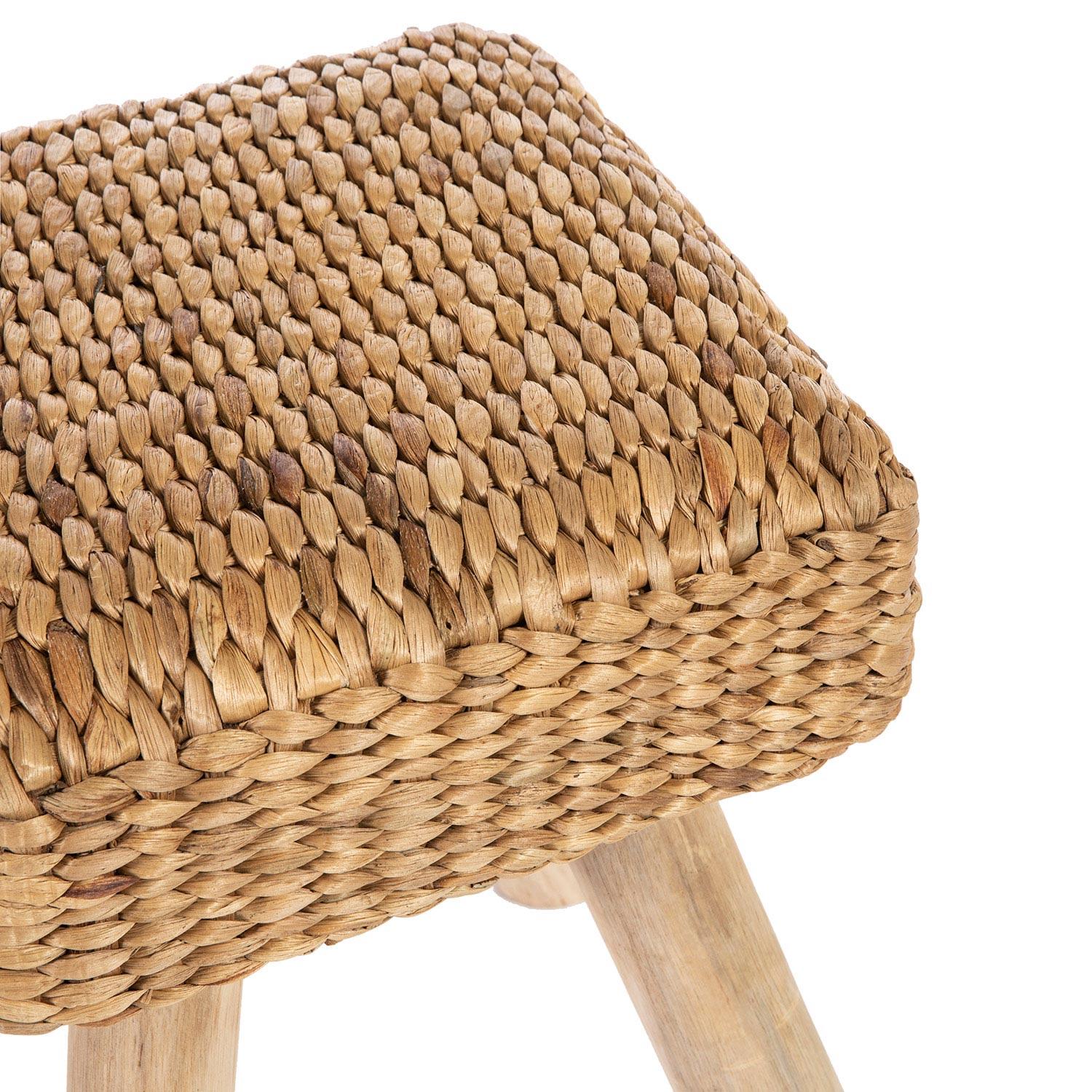 Bodrum Teak & Woven Stool / Pouf – 30 x 30 cm