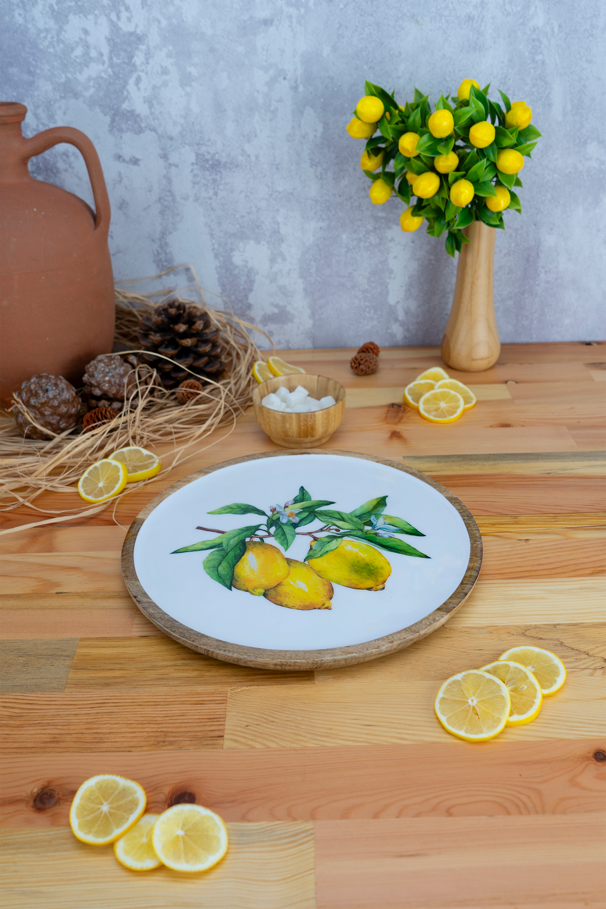 Imroz Lemon Round Tray Large 30 cm