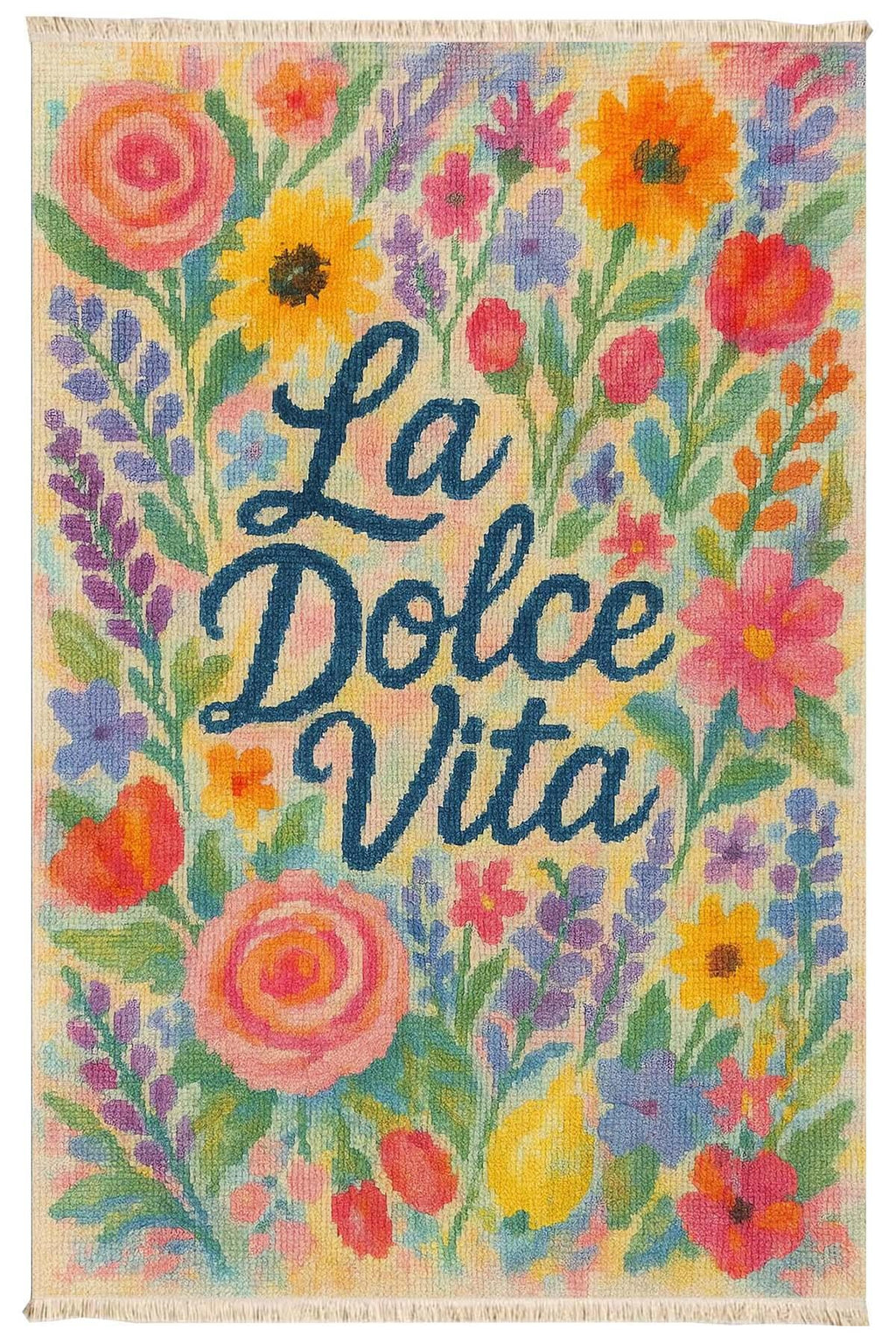 La Dolce Vita Print Woven Base Rug  80*150 cm.- Positano Collection