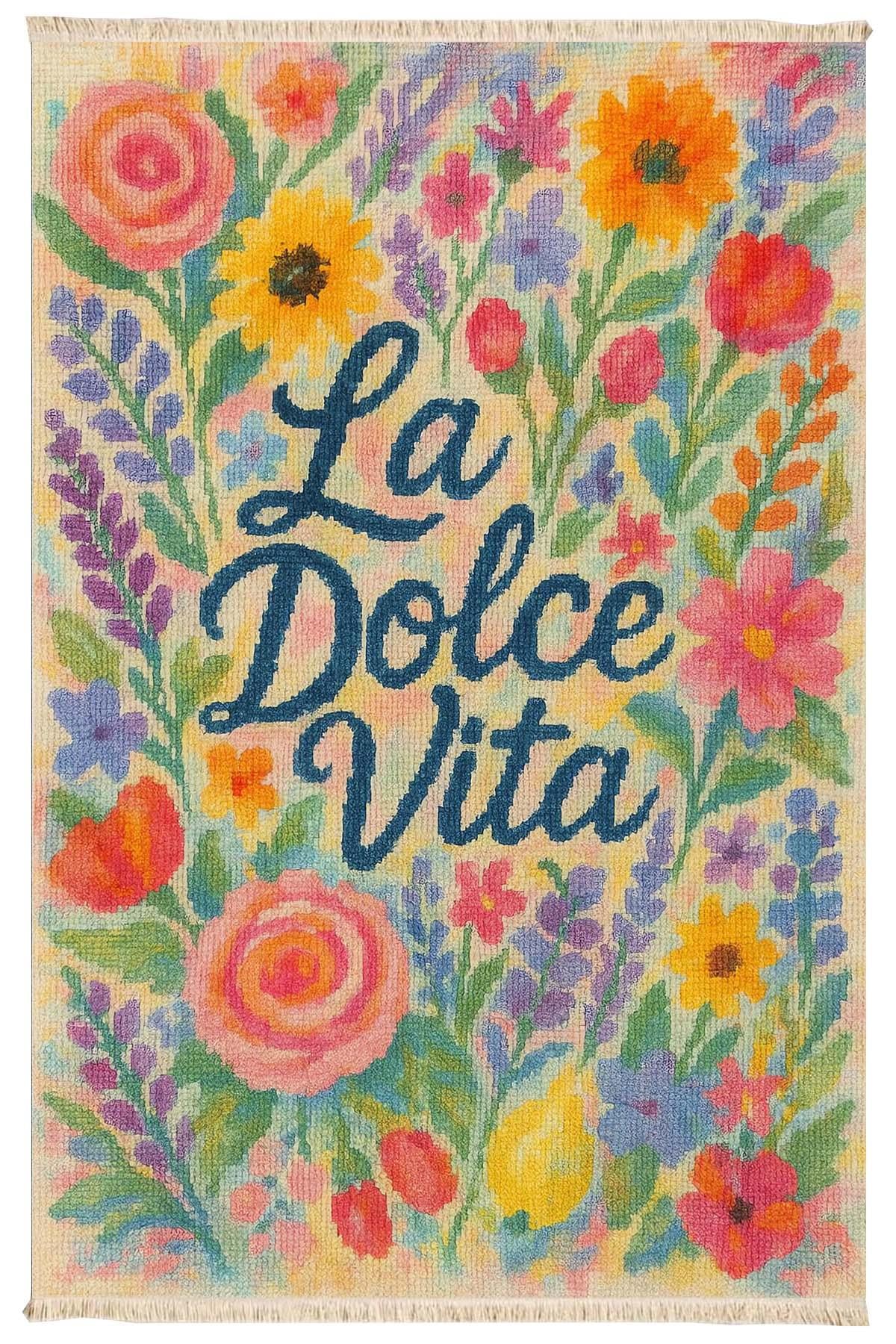 La Dolce Vita Print Woven Base Rug  80*150 cm.- Positano Collection