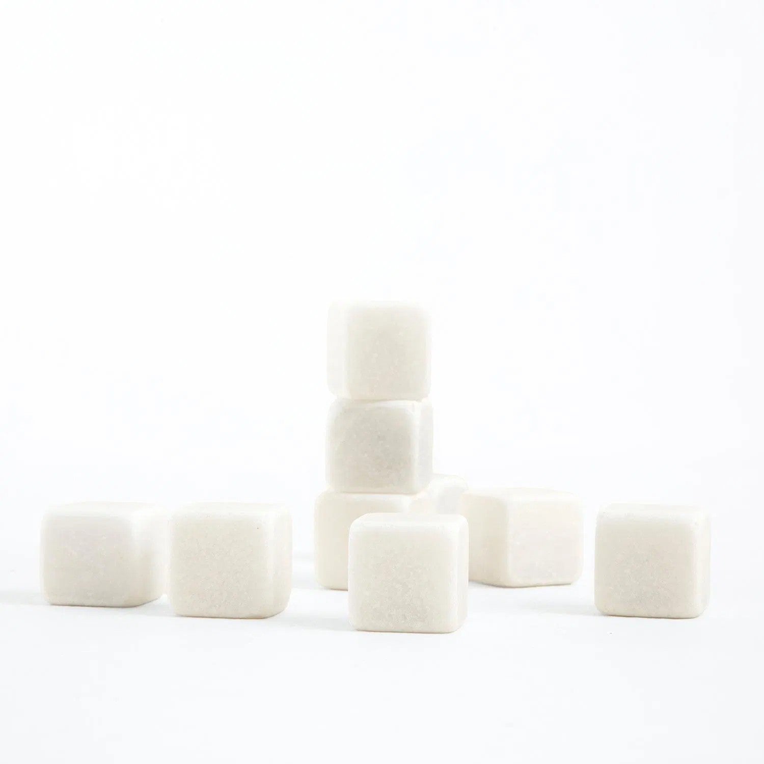 Marble Whiskey Stones Set – 9 Pieces White