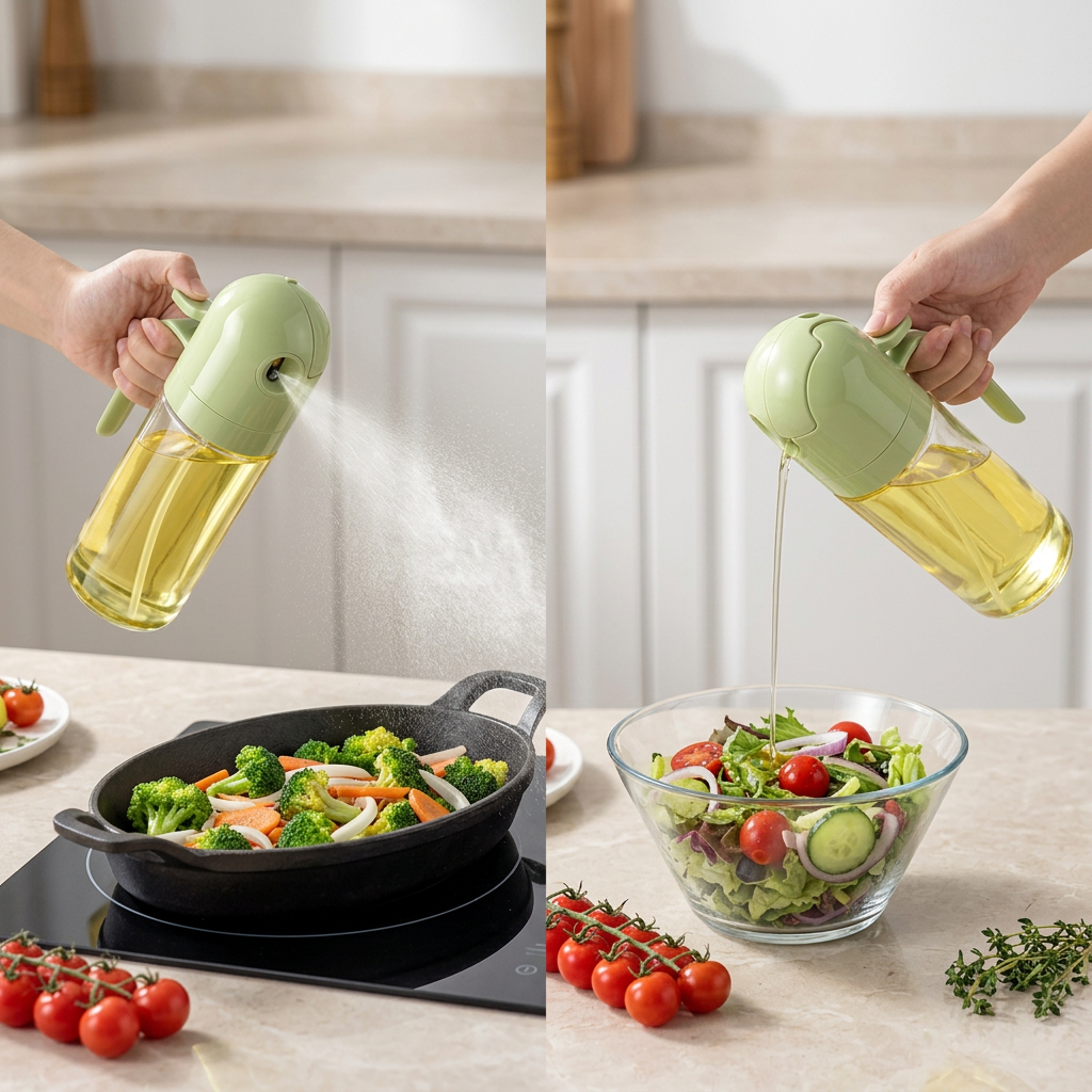 Pinmoo Space 2-in-1 Oil Dispenser – Spray & Pour (No-Drip, Green)