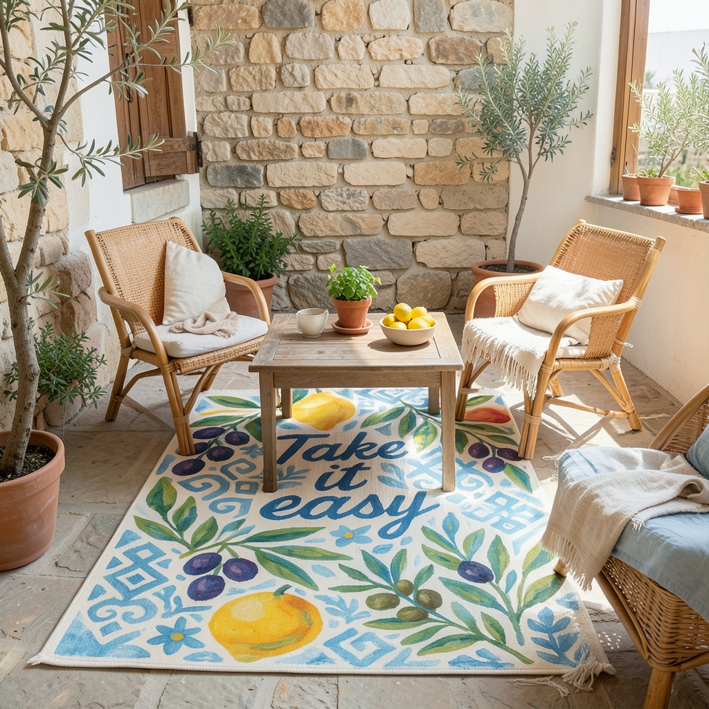 Take it Easy Print Woven Base Rug  120*180 cm  – Izmir Collection