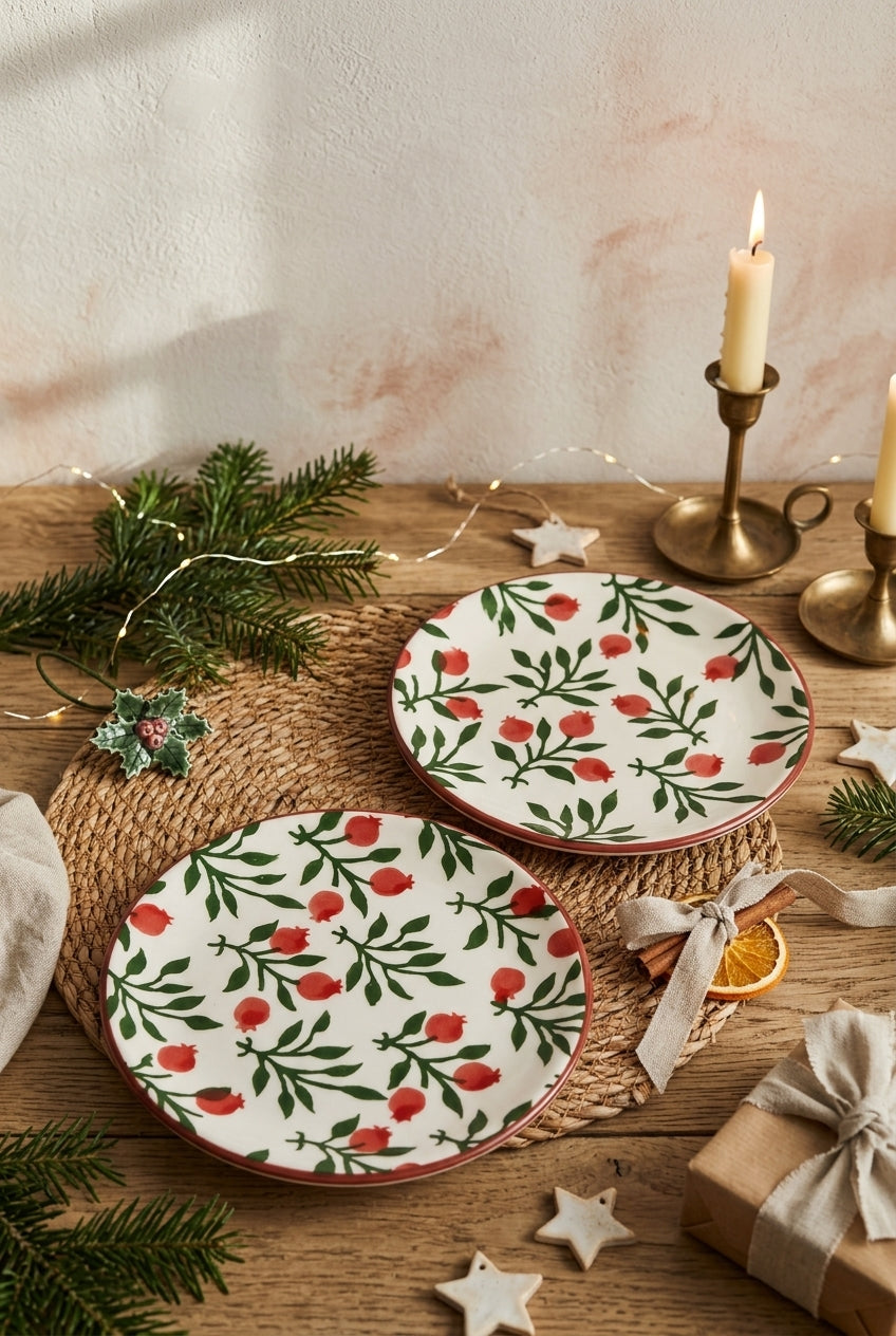 New Year Pomegranate Flower Mini Plate Set of 6 – 15 cm