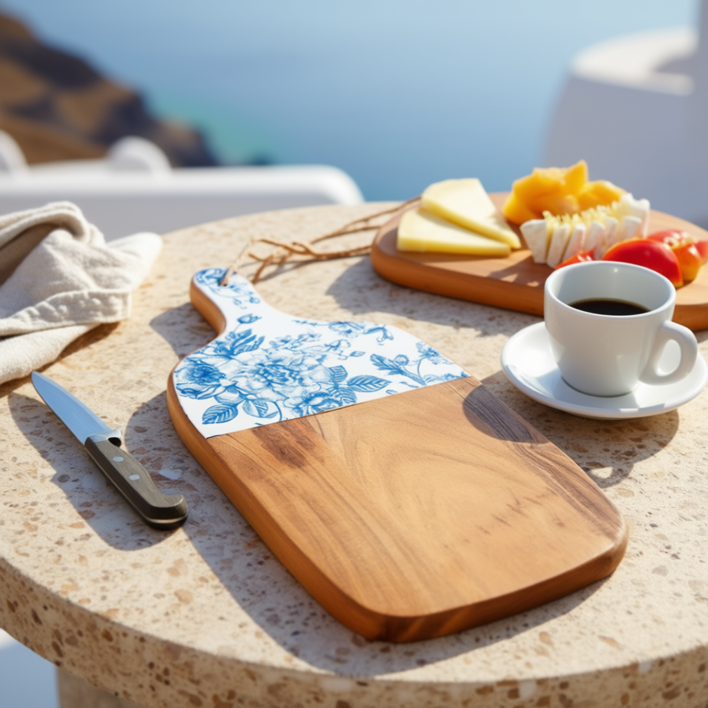 Bodrum Blue Collection – Acacia Rectangular Cutting & Serving Board 18×30 cm